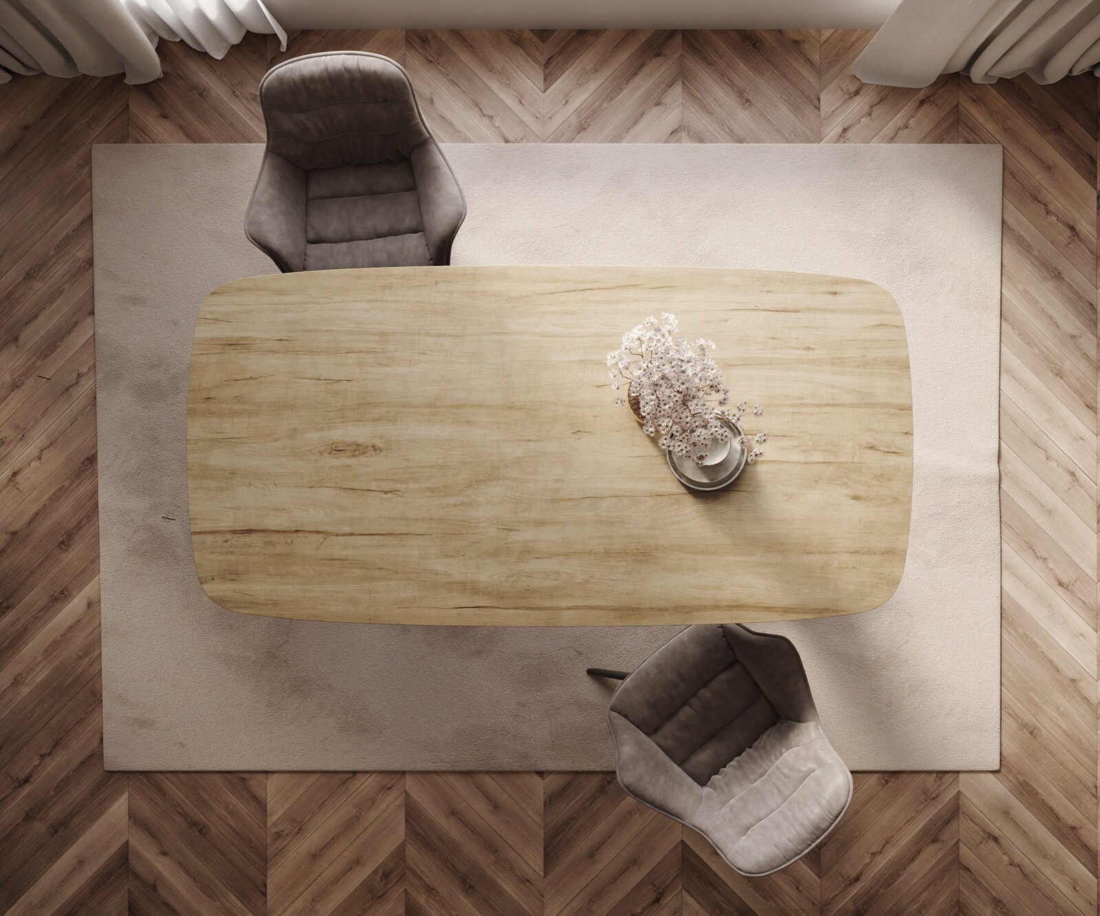 Esstisch Edge Boot 200x100 Keramik Laminam® Sabbia Eichefarbig W-Gestell Metall Effektfinish Titan 6