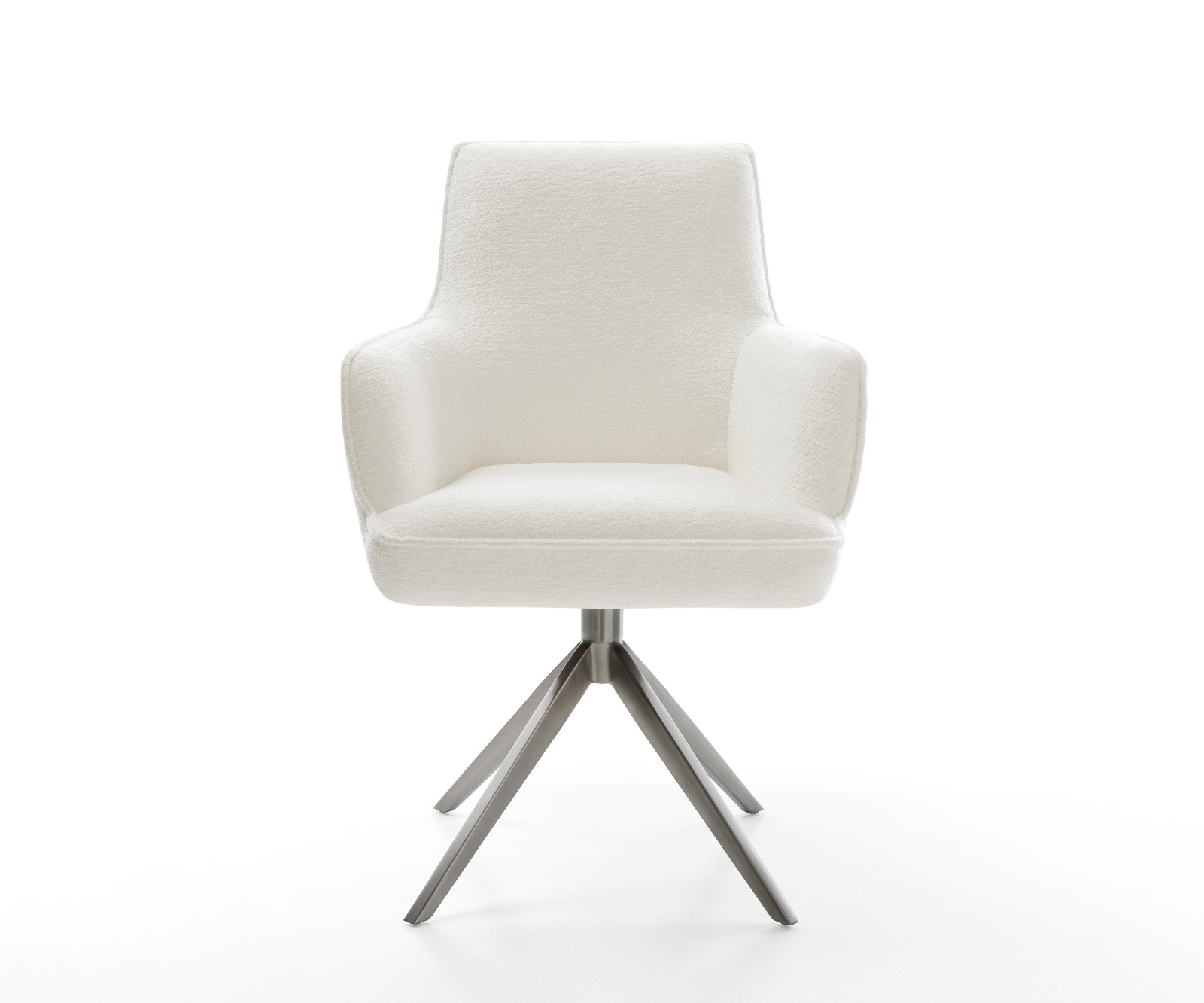 Drehstuhl Heira-Flex mit Armlehnen Bouclé Soft Beige Kreuzgestell breit Graphit 360° drehbar Wippfunktion Taschenfederkern 1