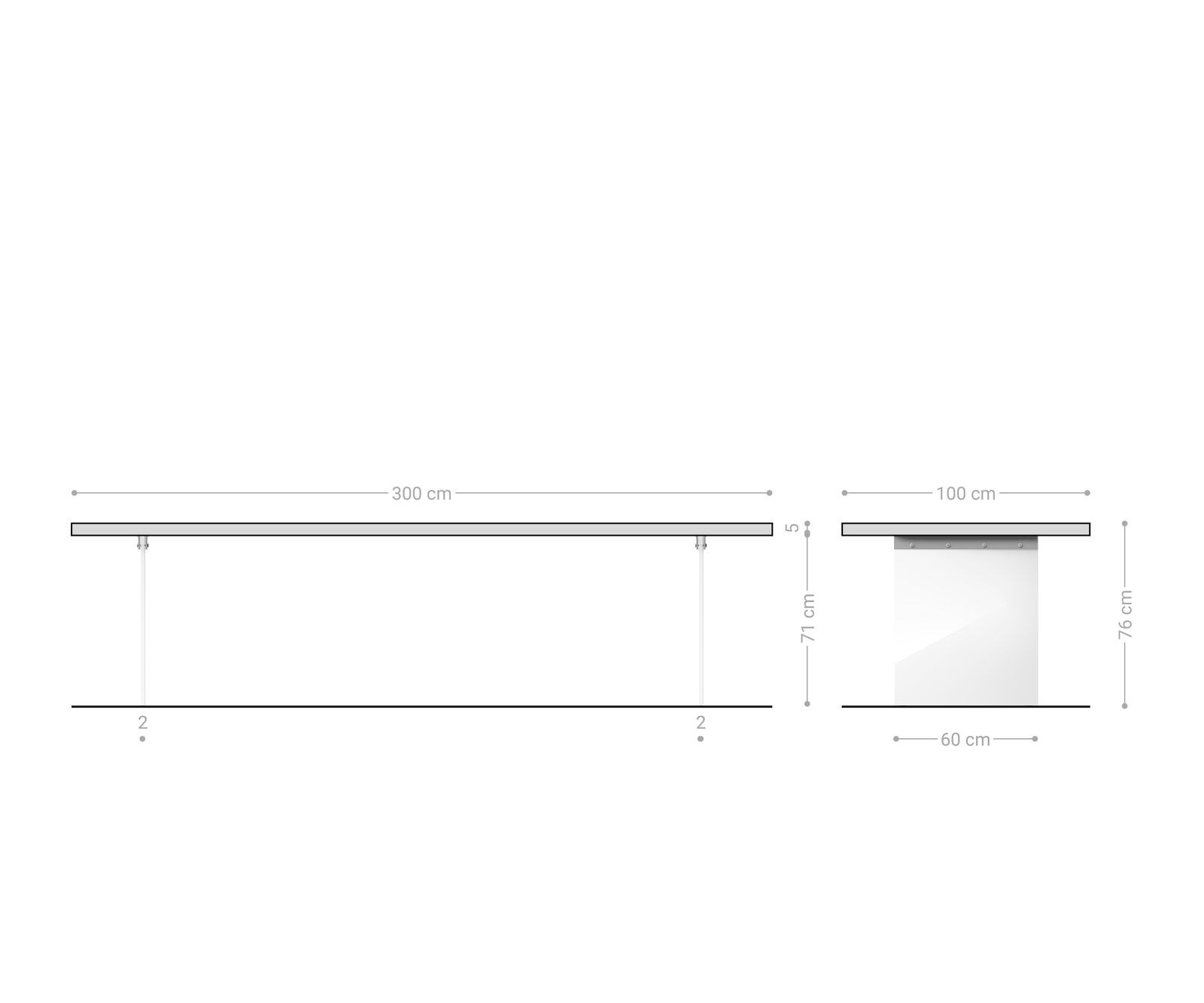 Esstisch Edge 300x100 XL Akazie Platin Glas Live-Edge 6