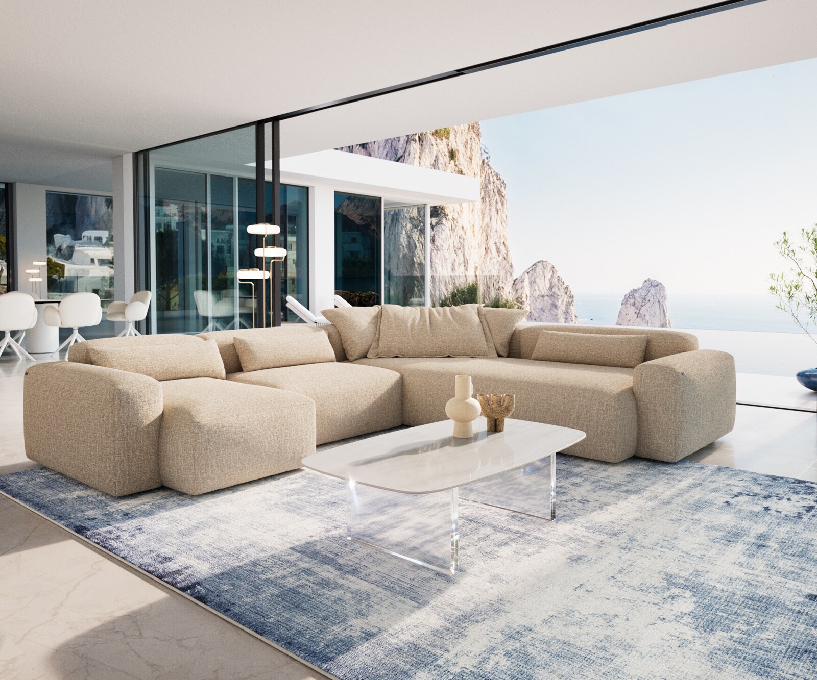 Couchtisch Edge Boot 120x70 cm Keramik Onyx Champagne Lumia Acryl 7