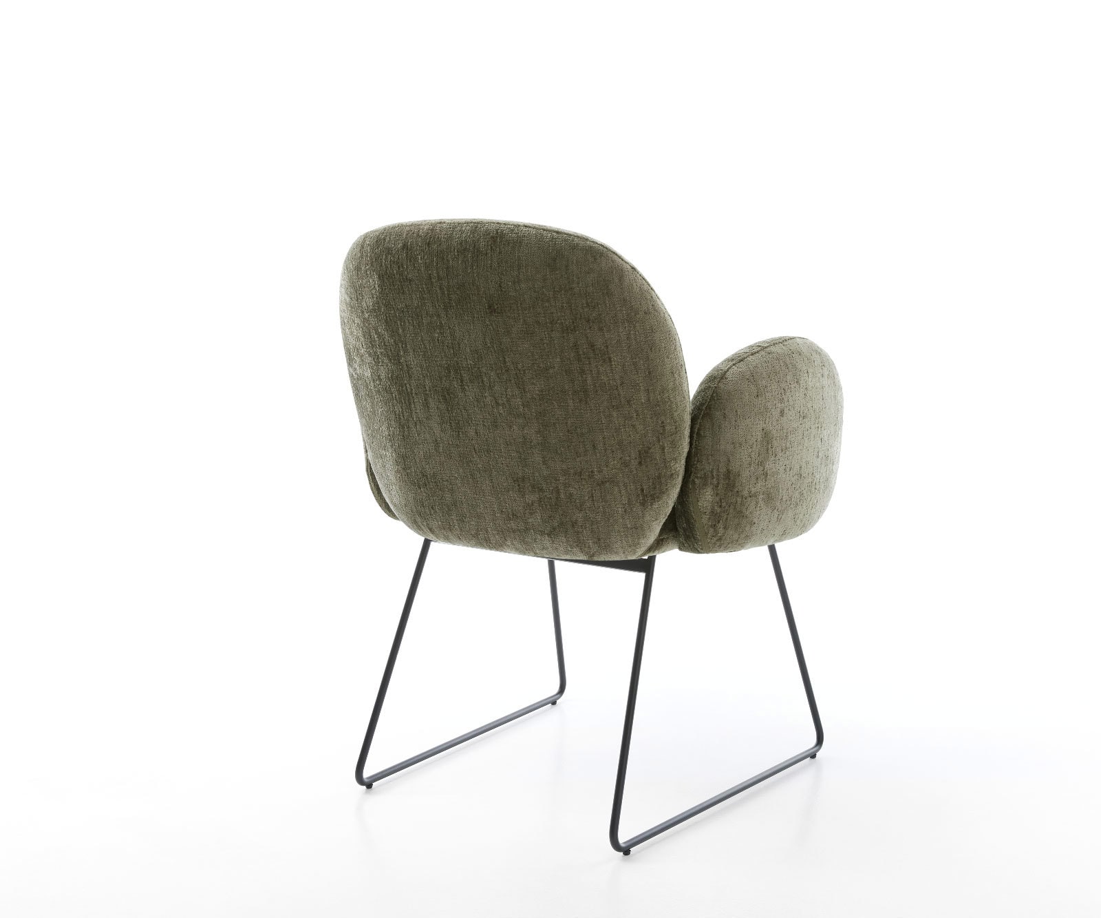 Esszimmerstuhl Nube-Flex mit Armlehnen Chenille Olive Kufengestell Schwarz Taschenfederkern 4 Esszimmerstuhl Nube-Flex mit Armlehnen Chenille Olive Kufengestell Schwarz Taschenfederkern 4