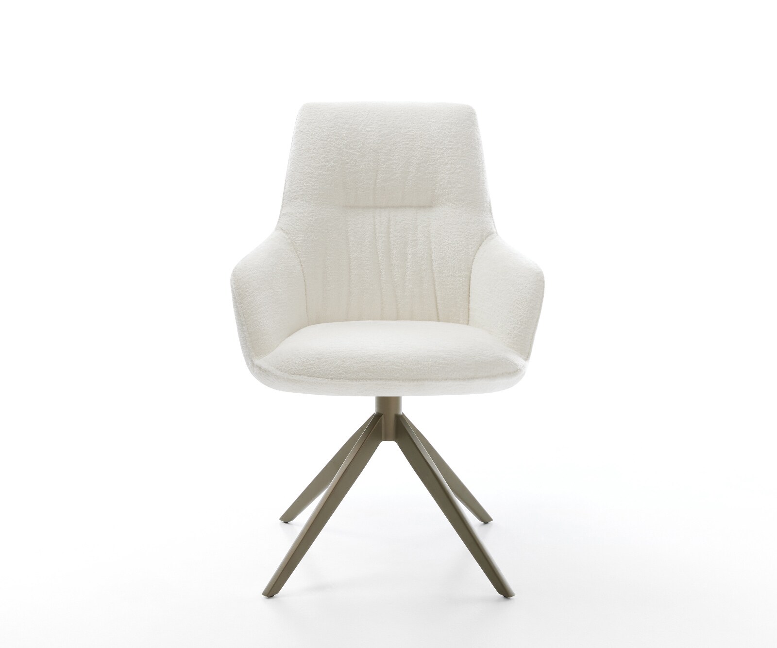 Drehstuhl Zelia-Flex mit Armlehnen Bouclé Soft Beige Kreuzgestell breit Effektfinish Titan 360° drehbar Wippfunktion Taschenfederkern 1