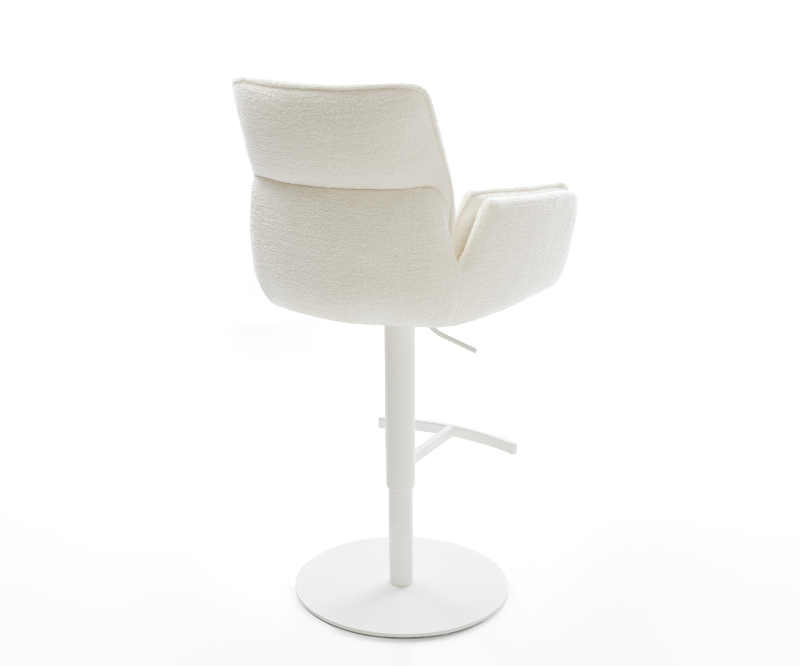 Barstuhl Nela-Flex Bouclé Soft Beige Drehfuß höhenverstellbar Metall Weiß 5