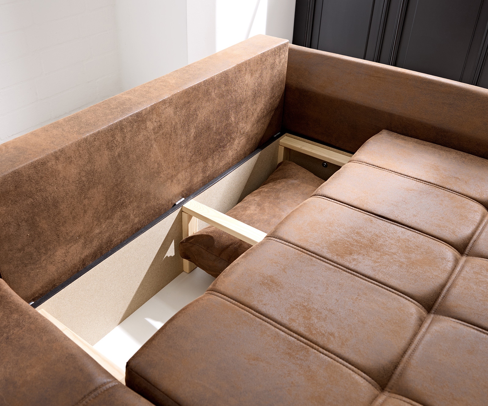 Ecksofa Loana 275x185 cm Braun mit Schlaffunktion  8