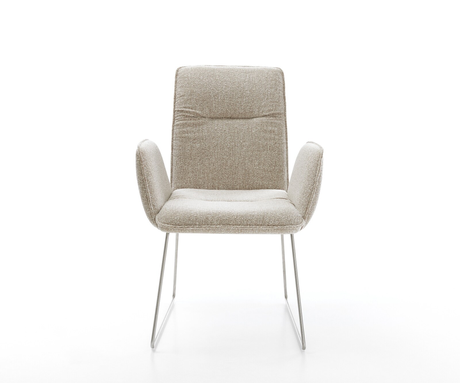 Esszimmerstuhl Vinja-Flex Webstoff Soft Beige Kufengestell Edelstahl 1