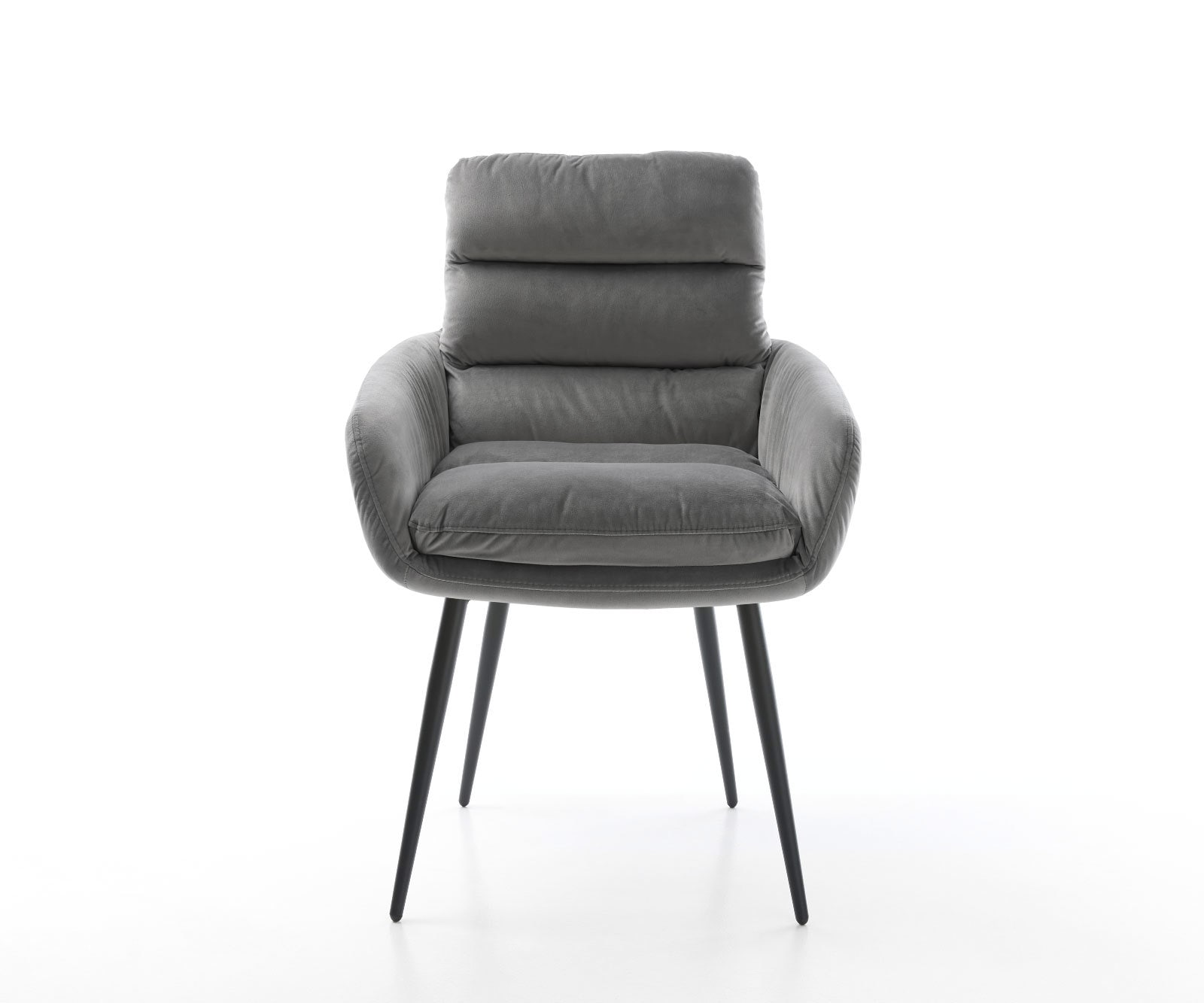 Esszimmerstuhl Abelia-Flex mit Armlehnen Samt Grau 4-Fuß konisch Schwarz 2