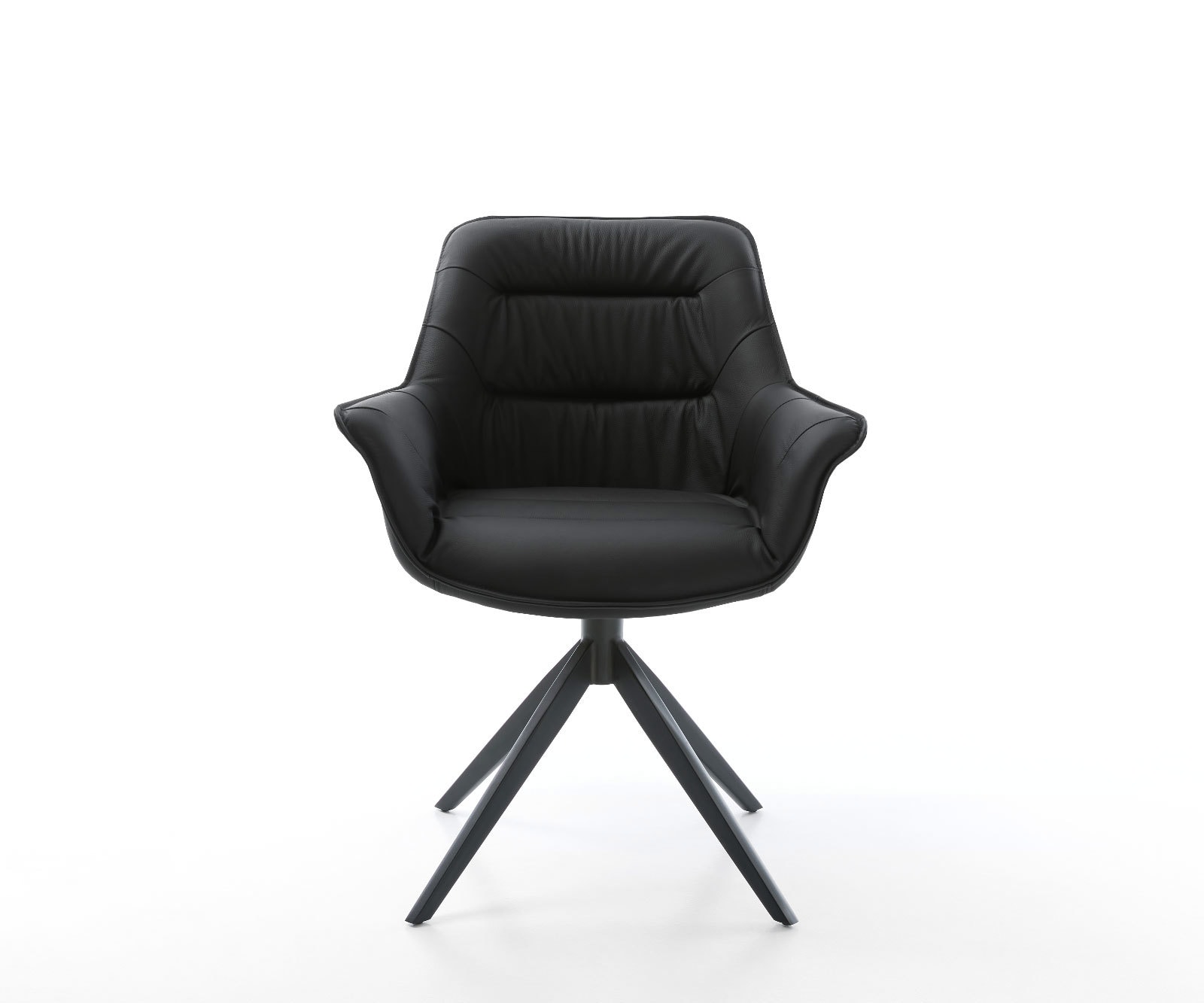Esszimmerstuhl Kaira-Flex Echt-Leder Schwarz Kreuzgestell breit Schwarz 1 Esszimmerstuhl Kaira-Flex Echt-Leder Schwarz Kreuzgestell breit Schwarz 1