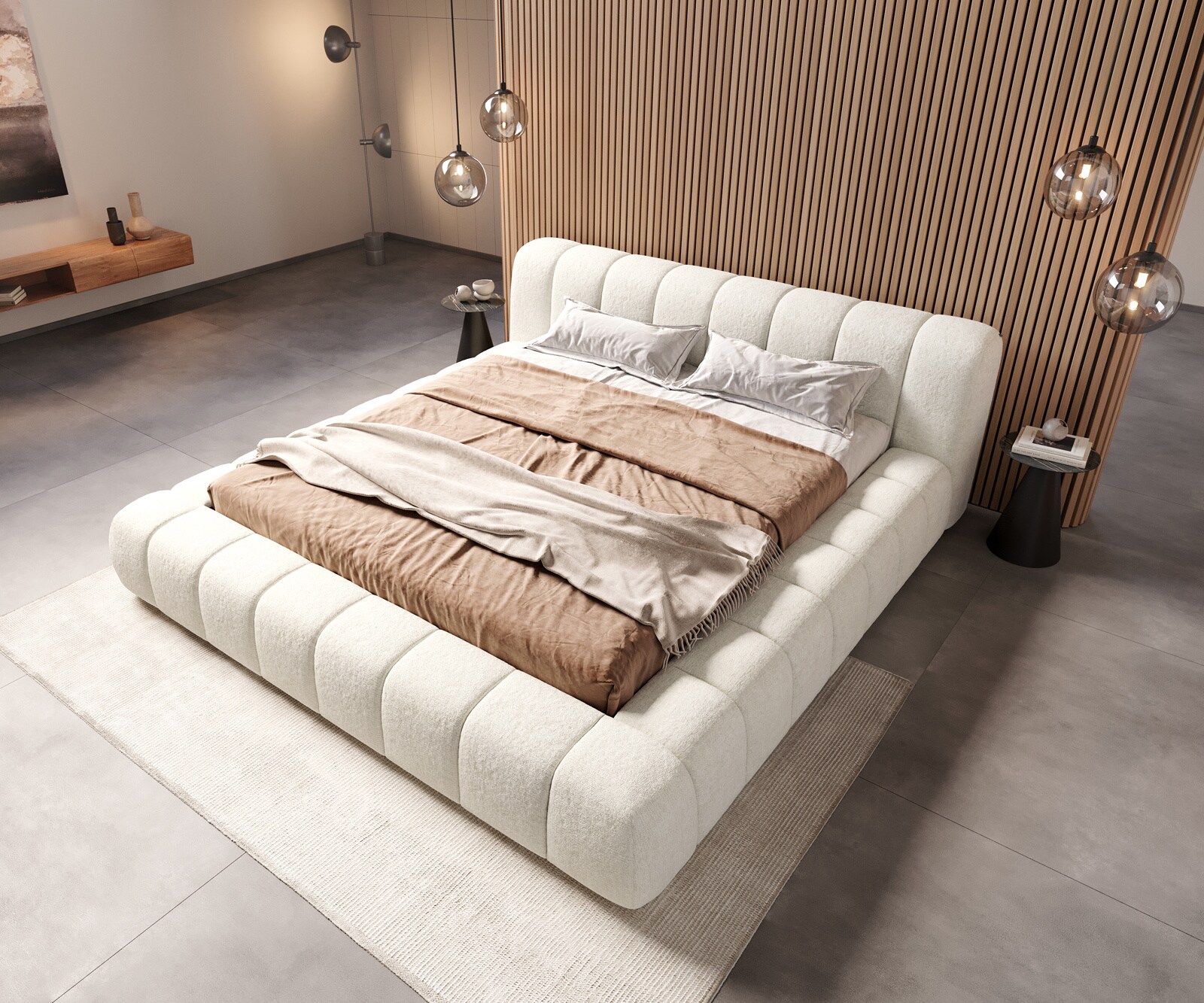 Polsterbettgestell Cutio 180x200 cm Bouclé Soft Beige 8