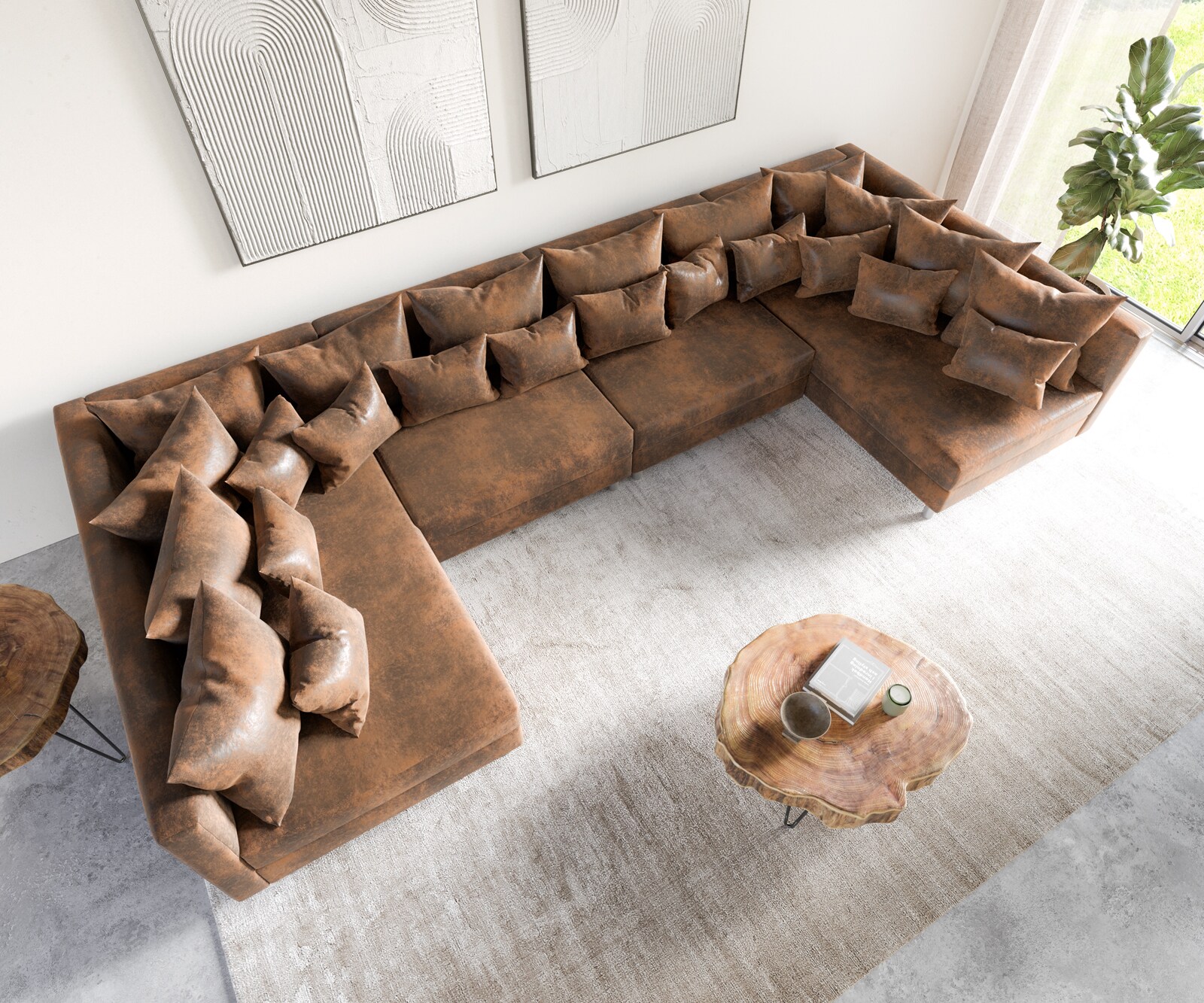 Wohnlandschaft Clovis XL Braun Antik Optik Modulsofa 3