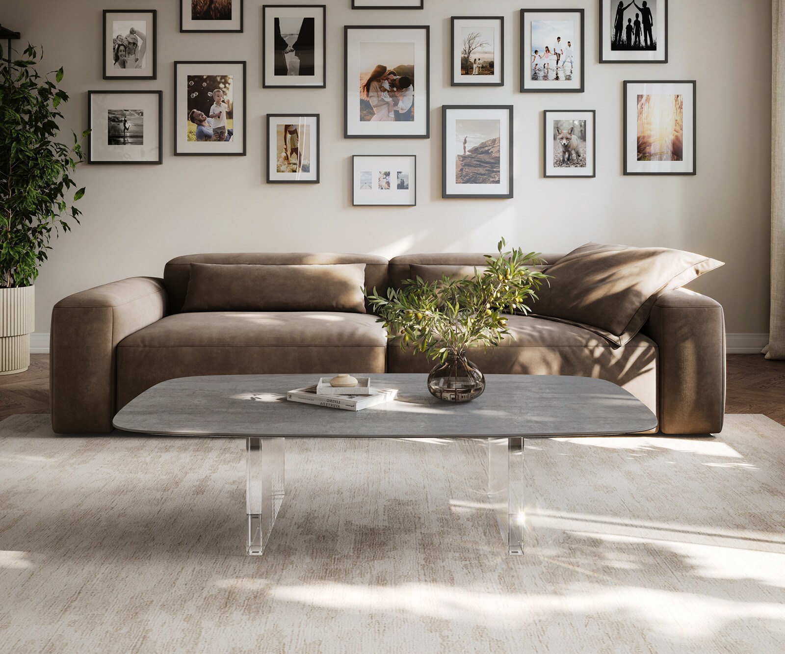 Couchtisch Edge Boot 140x80 cm Keramik Beton Grau Lumia Acryl 1