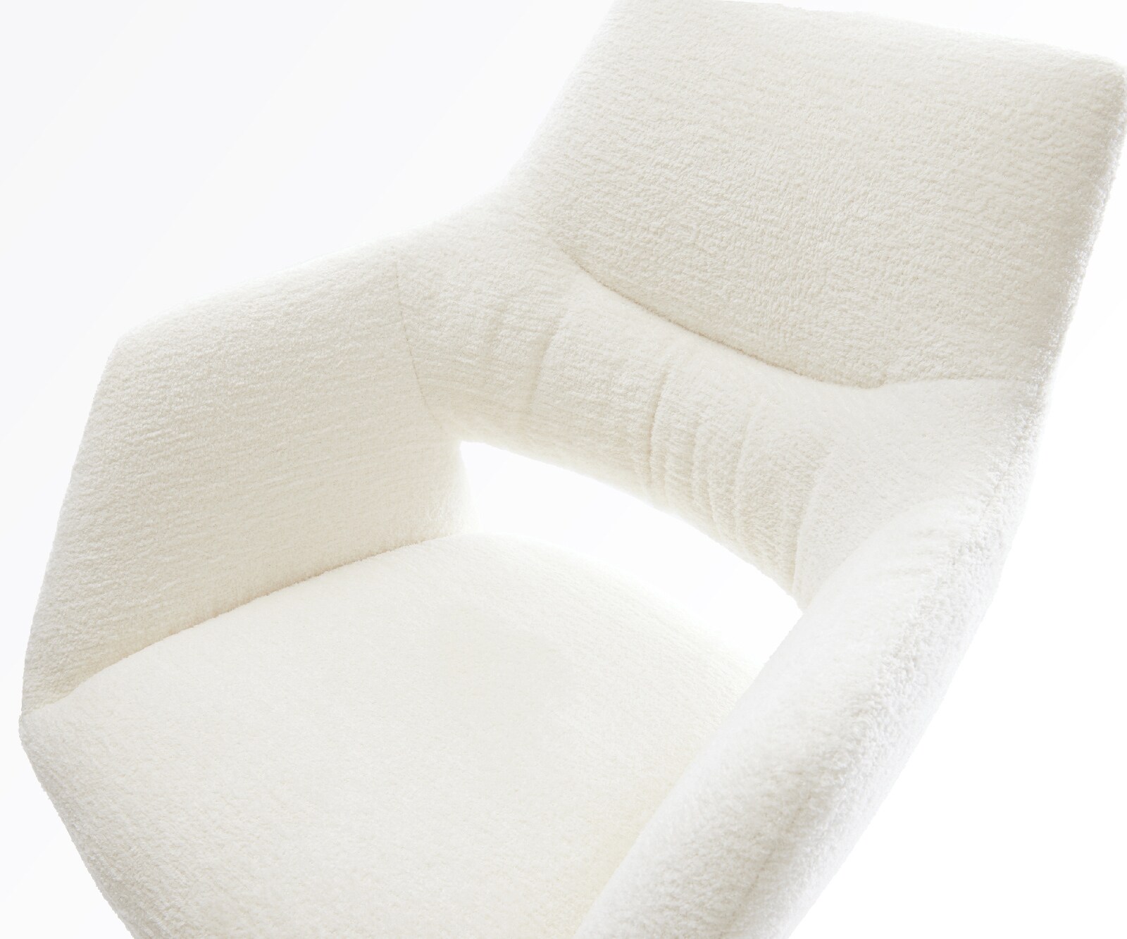 Barstuhl Yago-Flex Bouclé Soft Beige Drehfuß höhenverstellbar Edelstahl Silberfarben Taschenfederkern 3