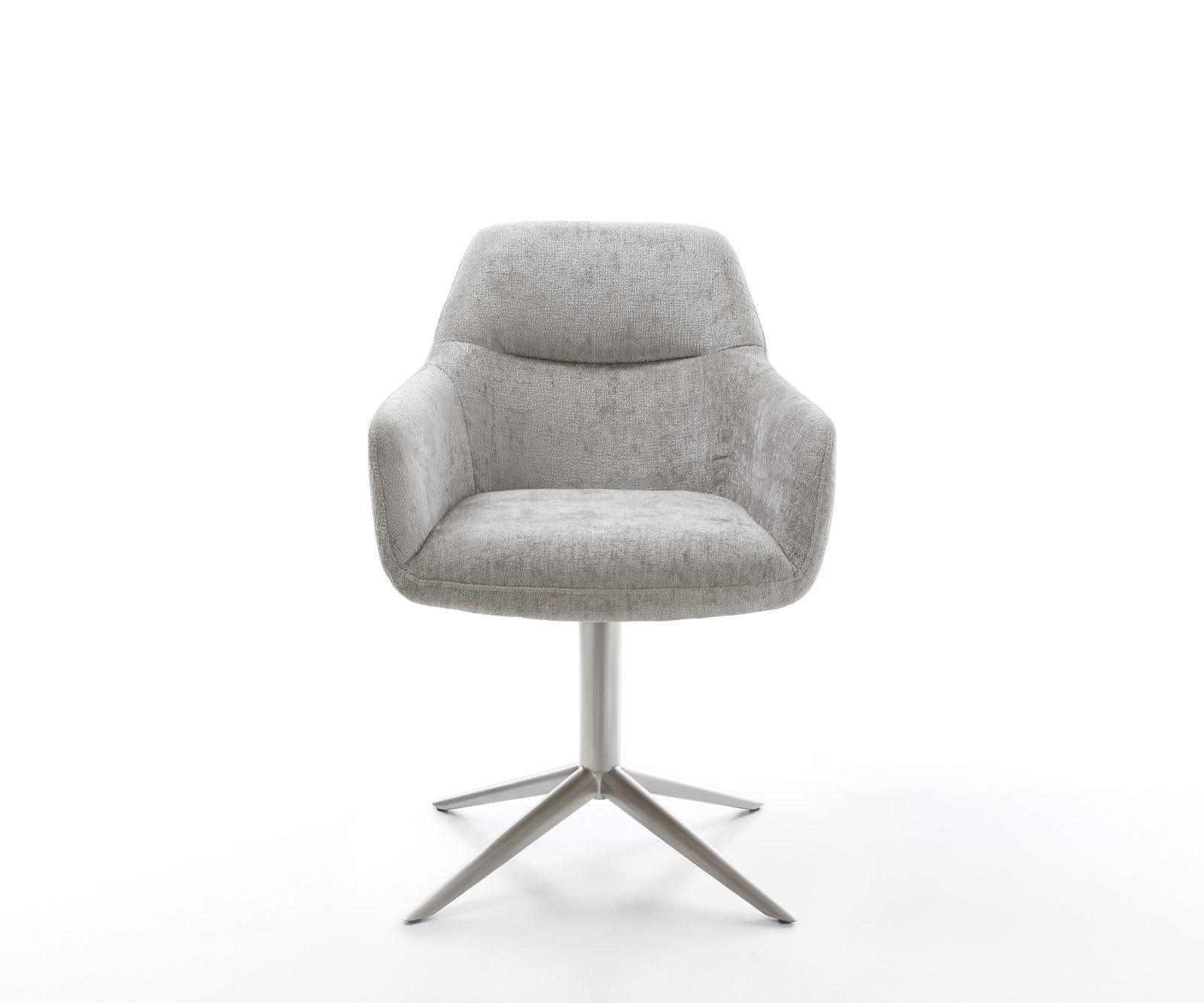 Drehstuhl Pejo-Flex Chenille Silbergrau Fußkreuz Edelstahl 360° drehbar Wippfunktion Taschenfederkern 1