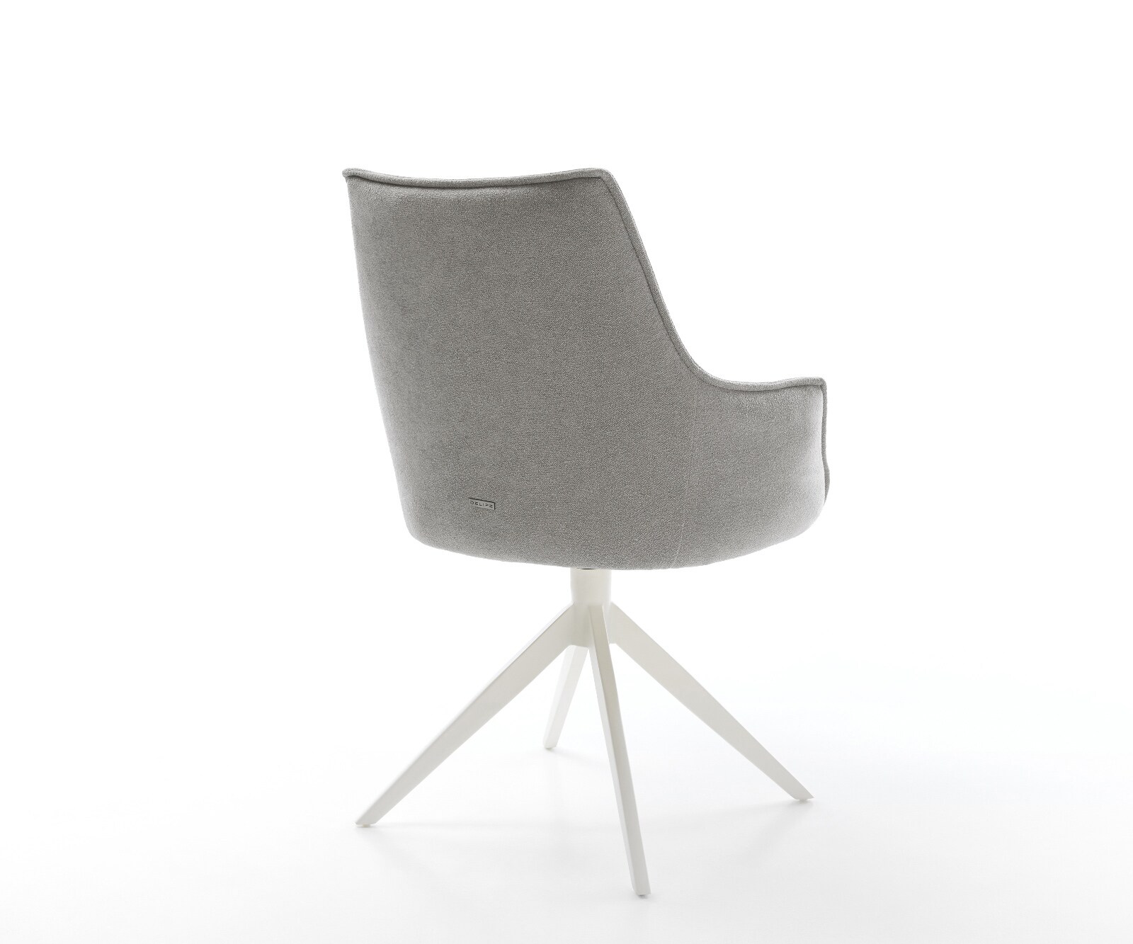 Drehstuhl Alja-Flex mit Armlehnen Strukturstoff Soft Grau Kreuzgestell breit Weiß 360° drehbar Wippfunktion Taschenfederkern 5