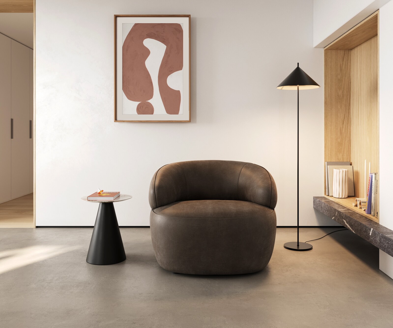 Loungesessel Nova 88x88 cm Mikrofaser Taupe Vintage 1