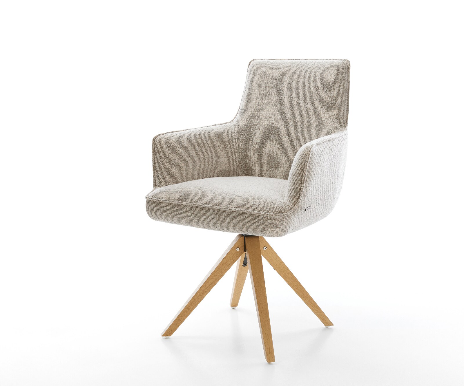 Drehstuhl Heira-Flex mit Armlehnen Webstoff Soft Beige Holzgestell kantig N günstig online kaufen