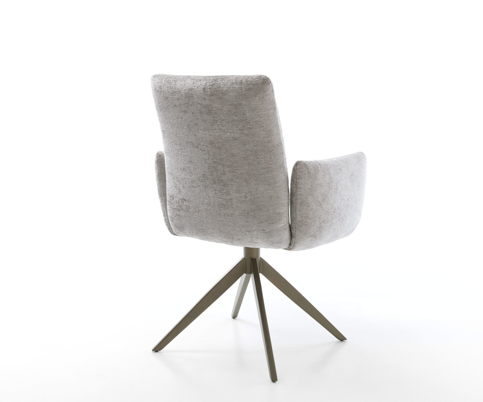 Drehstuhl Jova-Flex mit Armlehnen Chenille Silbergrau Kreuzgestell breit Effektfinish Titan 360° drehbar Taschenfederkern 4
