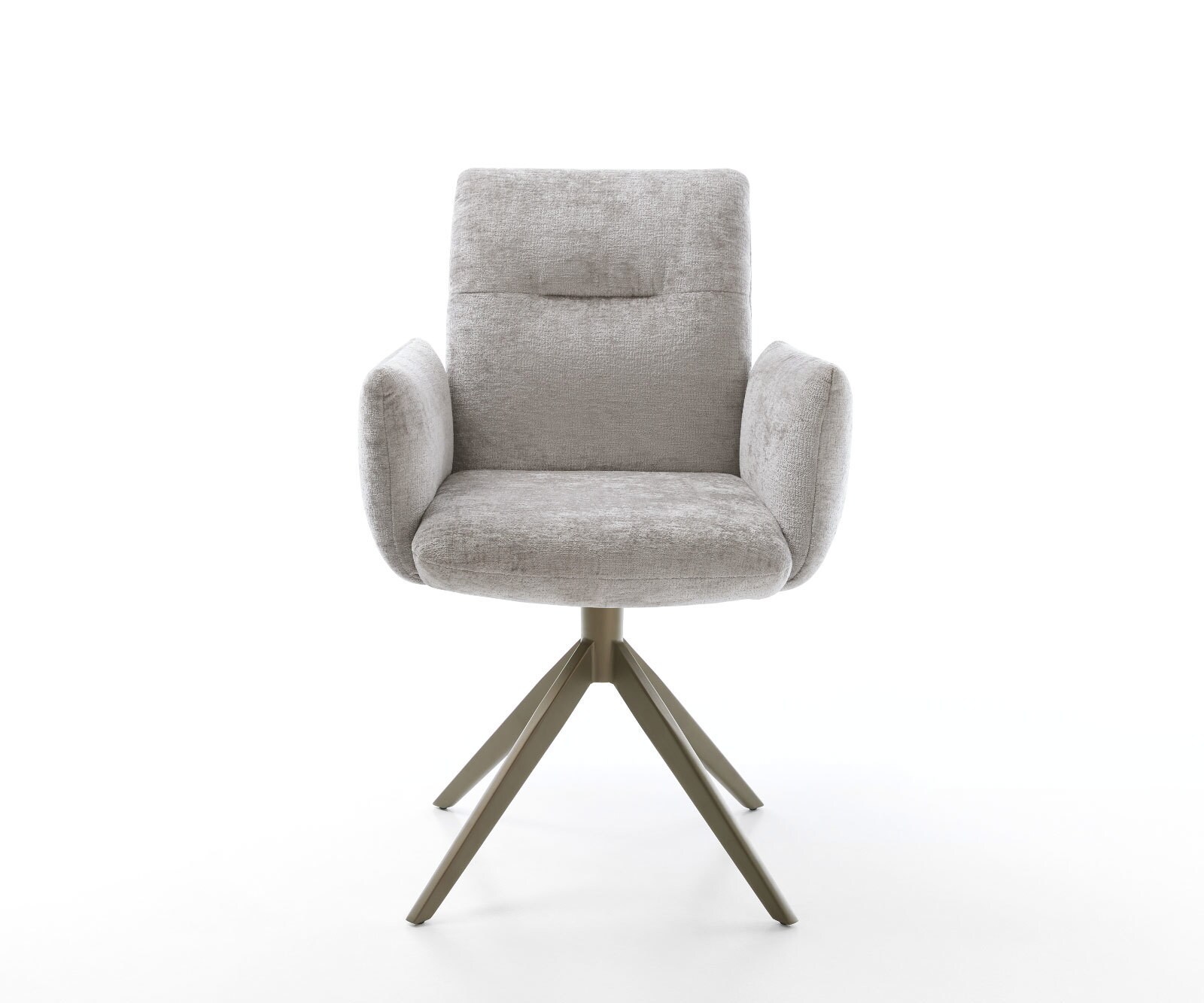 Drehstuhl Jova-Flex mit Armlehnen Chenille Silbergrau Kreuzgestell breit Effektfinish Titan 360° drehbar Taschenfederkern 1