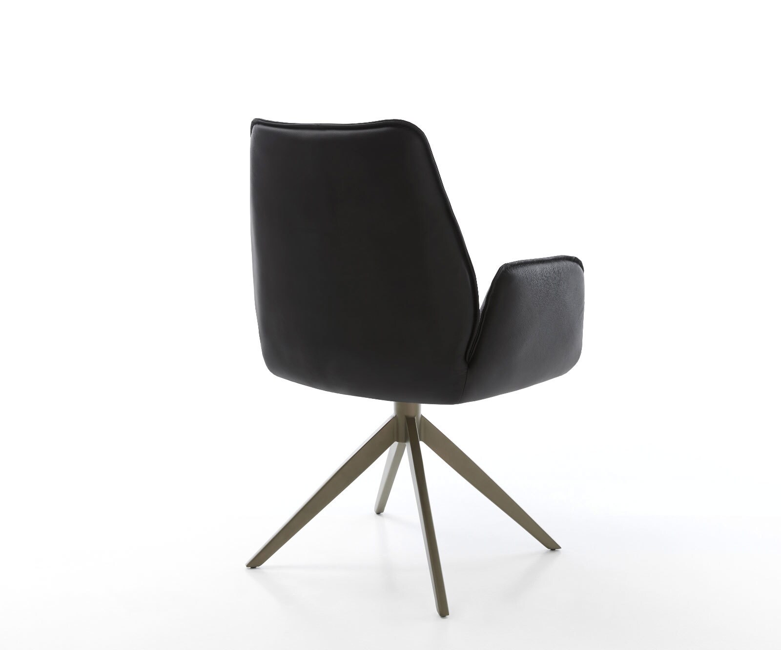 Drehstuhl Zoa-Flex Echt-Leder Schwarz Kreuzgestell breit Effektfinish Titan 360° drehbar Wippfunktion Taschenfederkern 1
