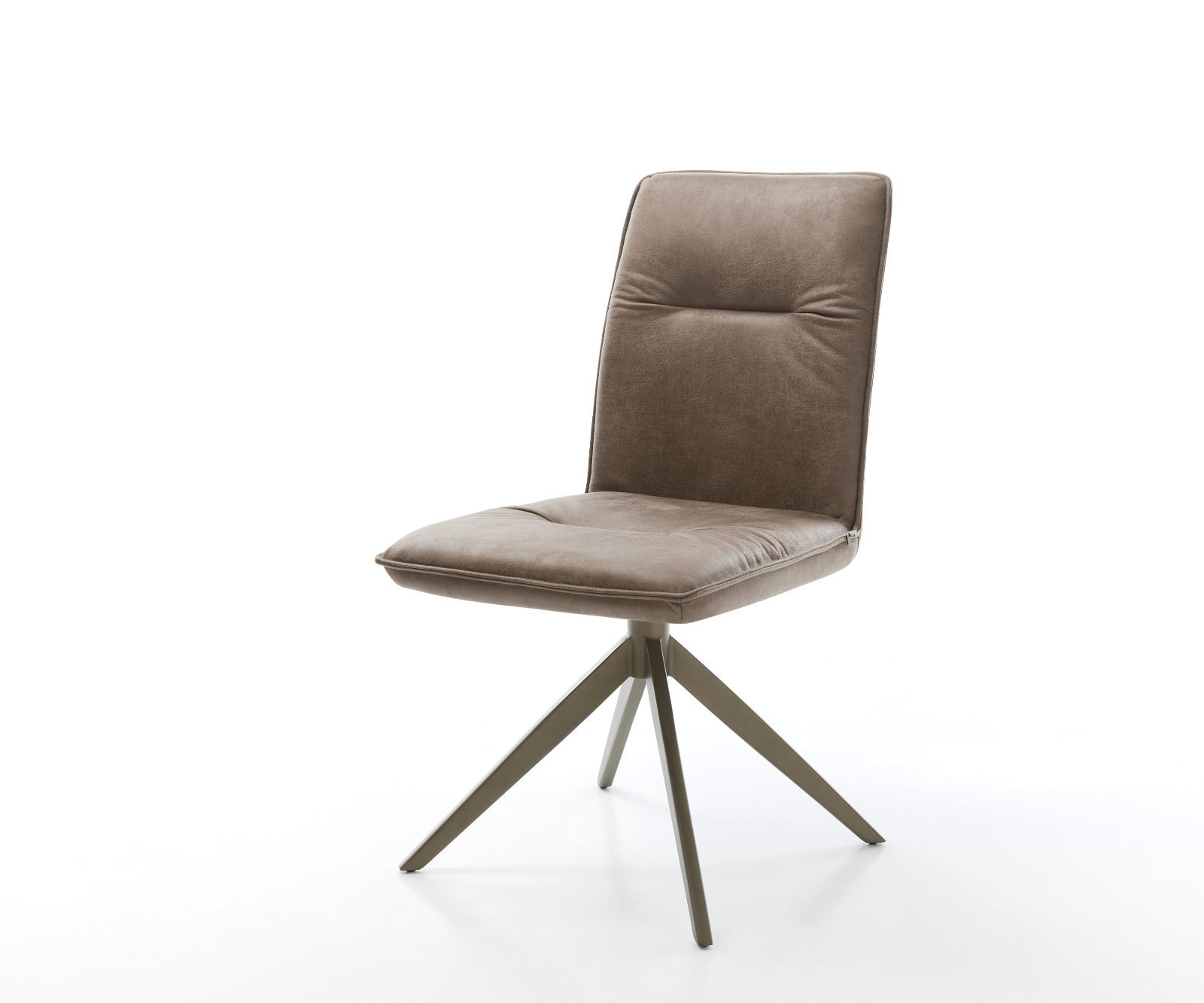 Drehstuhl Vinjo-Flex Mikrofaser Taupe Vintage Kreuzgestell breit Effektfinish Titan 360° drehbar 1