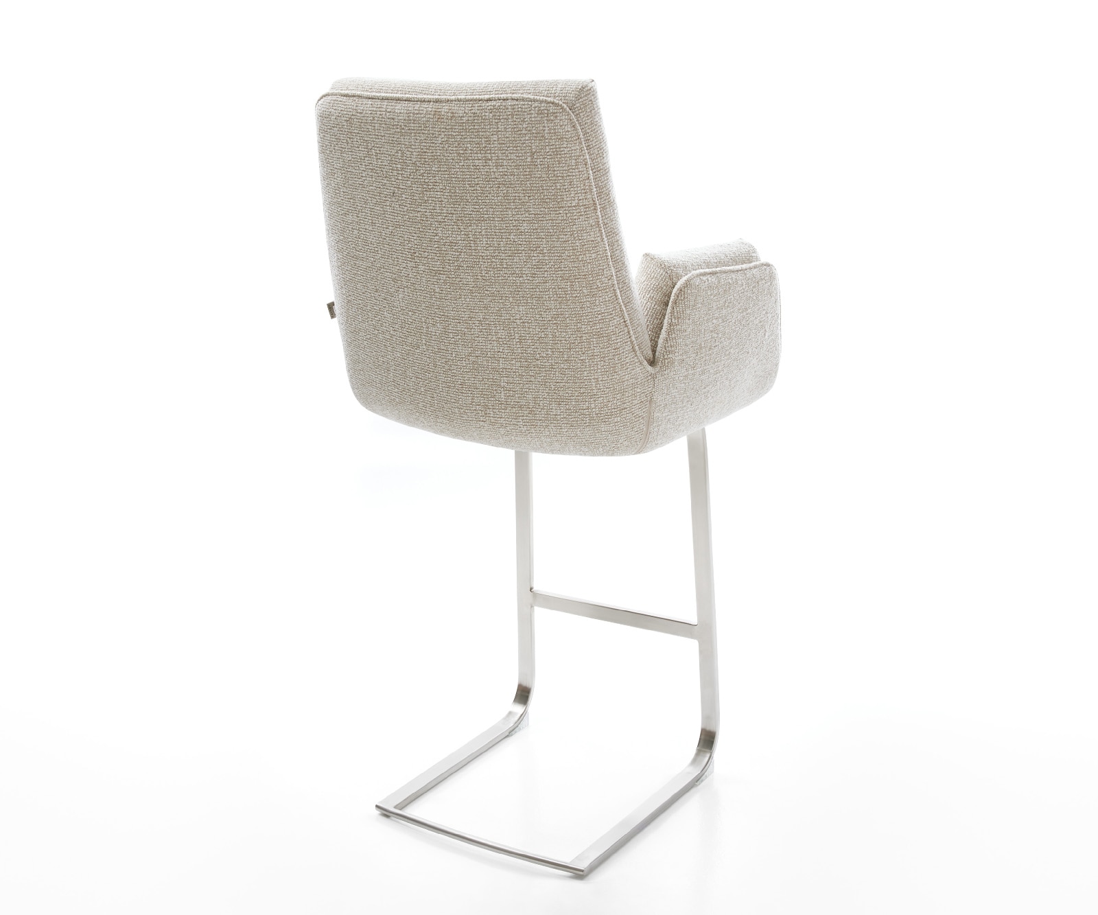 Barstuhl Clea-Flex Webstoff Soft Beige Freischwinger Flach Edelstahl Silberfarben 5