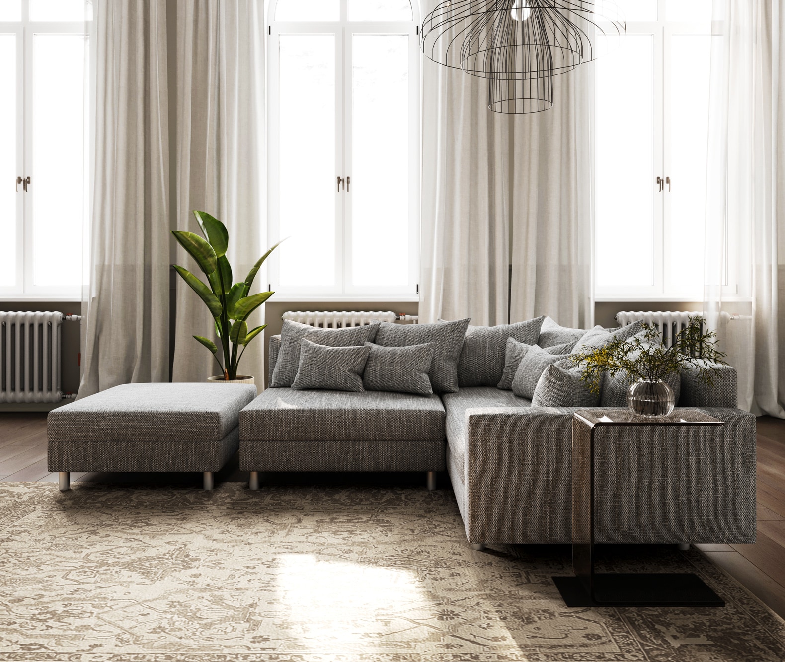 Ecksofa Clovis Hellgrau Strukturstoff Hocker Armlehne Ottomane Rechts Modulsofa 4 Ecksofa Clovis Hellgrau Strukturstoff Hocker Armlehne Ottomane Rechts Modulsofa 4