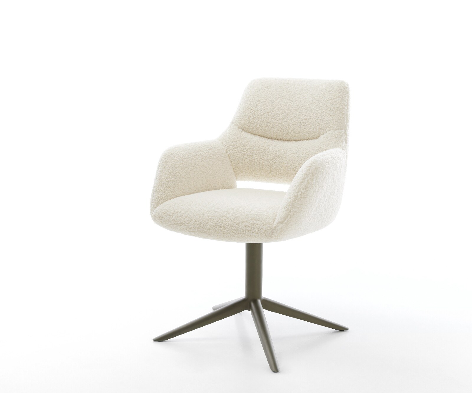 Drehstuhl Yago-Flex mit Armlehnen Teddystoff Beige Fußkreuz Effektfinish Ti günstig online kaufen