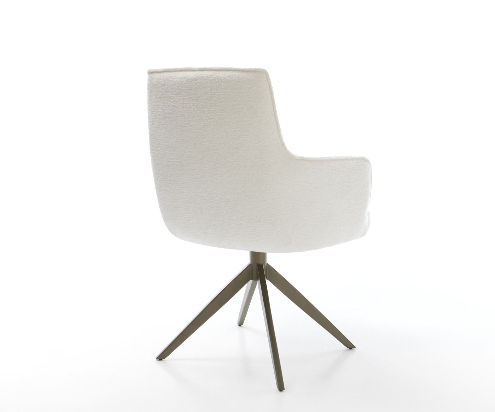 Drehstuhl Heira-Flex mit Armlehnen Bouclé Soft Beige Kreuzgestell breit Effektfinish Titan 360° drehbar Wippfunktion Taschenfederkern 4