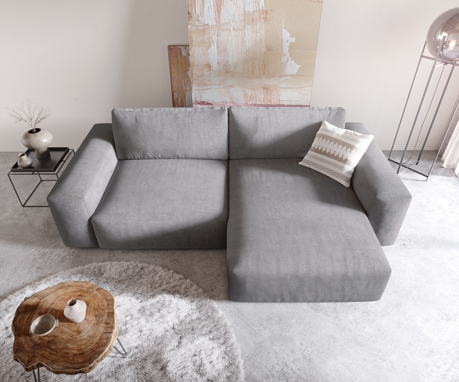 Ecksofa Lanzo XL 270x180 cm Mikrofaser Grau Recamiere variabel 3
