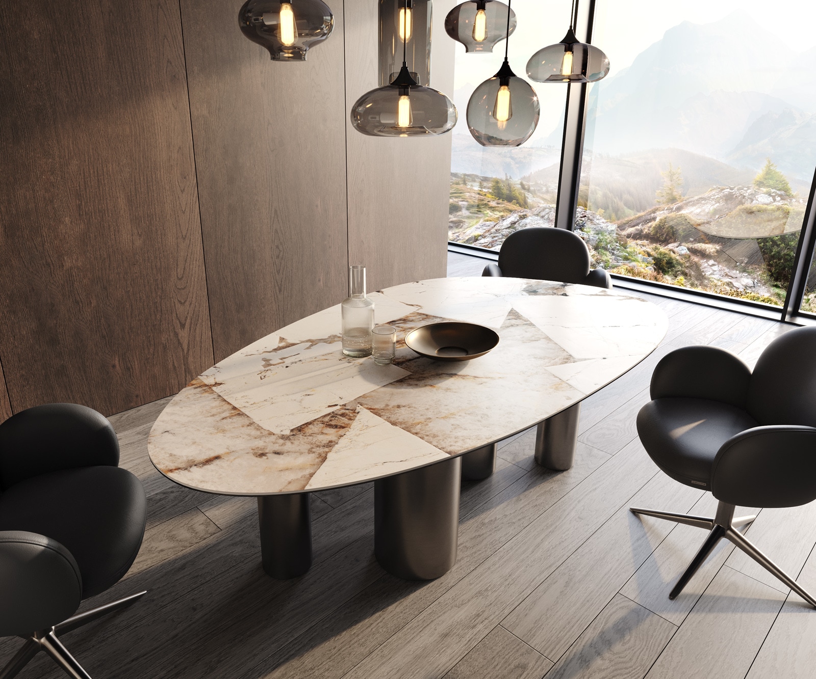 Esstisch Edge Oval 220x120 Keramik Iris FMG Patagonia Lappato Pilier Edelstahl Graphit Esstisch Edge Oval 220x120 Keramik Iris FMG Patagonia Lappato Pilier Edelstahl Graphit