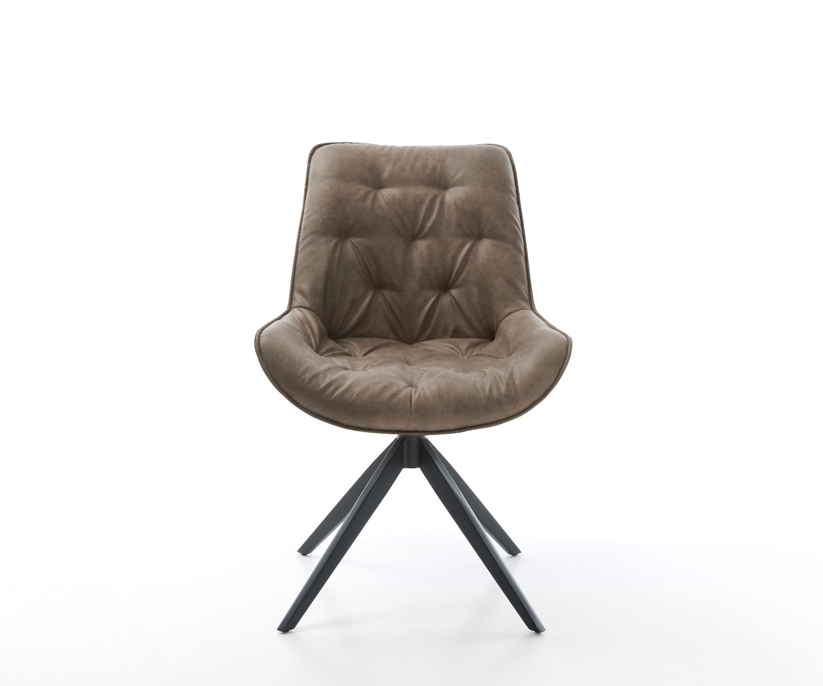 Drehstuhl Taimi-Flex Mikrofaser Taupe Vintage Kreuzgestell breit Schwarz 360° drehbar Wippfunktion 1