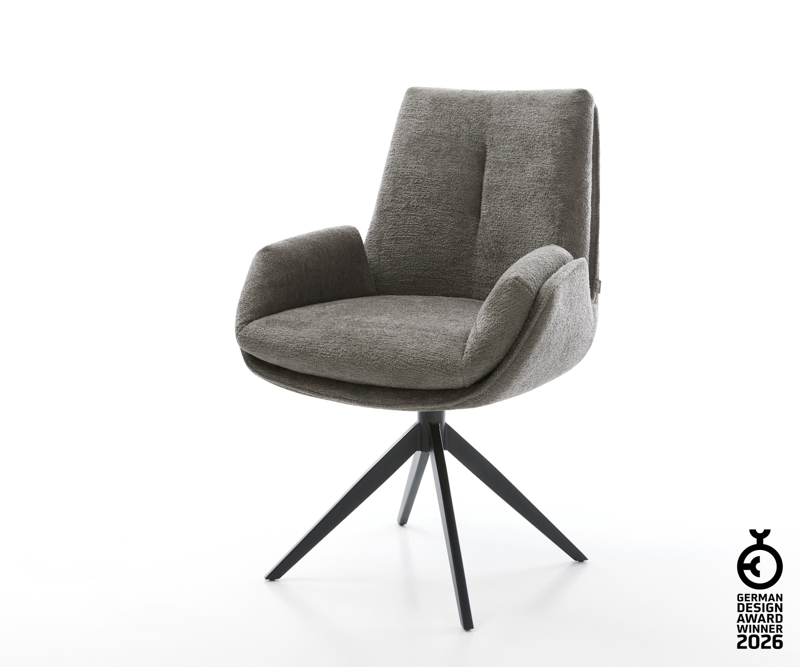 Drehstuhl Clea-Flex Bouclé Soft Schlamm Kreuzgestell breit Schwarz 360° dre günstig online kaufen