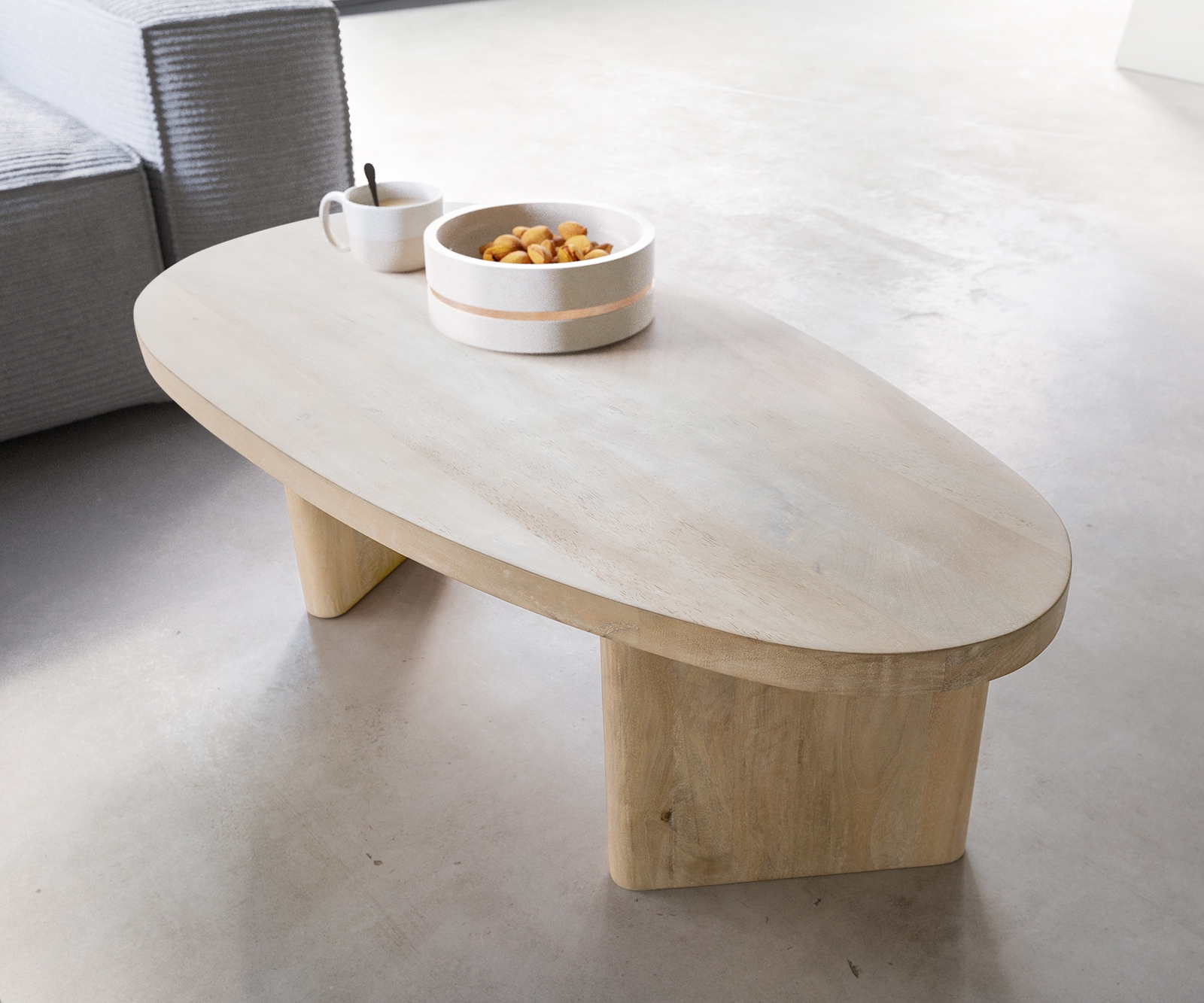 Wohnzimmertisch Wido Mango White Wash 110x50 cm Couchtisch