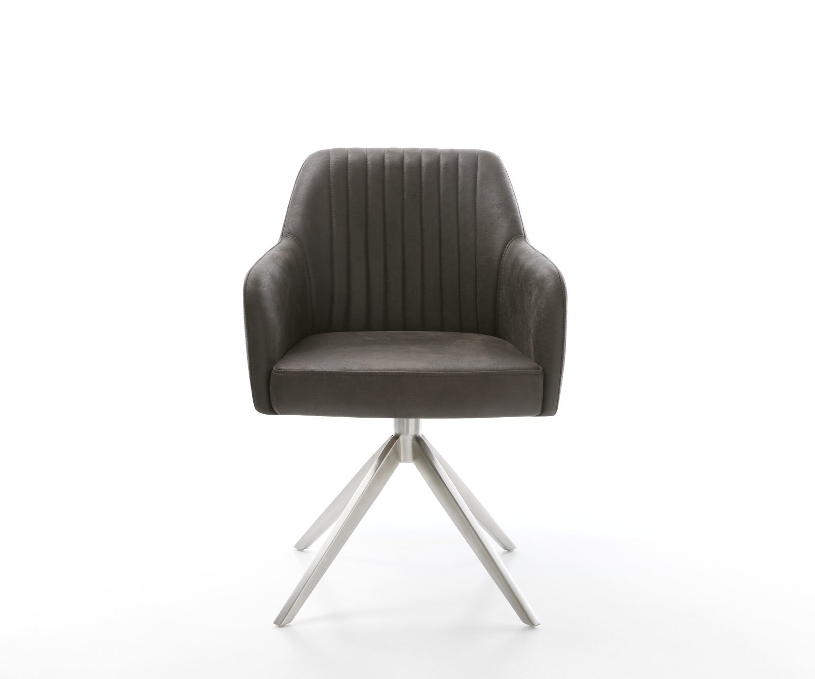 Drehstuhl Greg-Flex Mikrofaser Anthrazit Vintage Kreuzgestell breit Edelstahl 360° drehbar Wippfunktion Taschenfederkern 1
