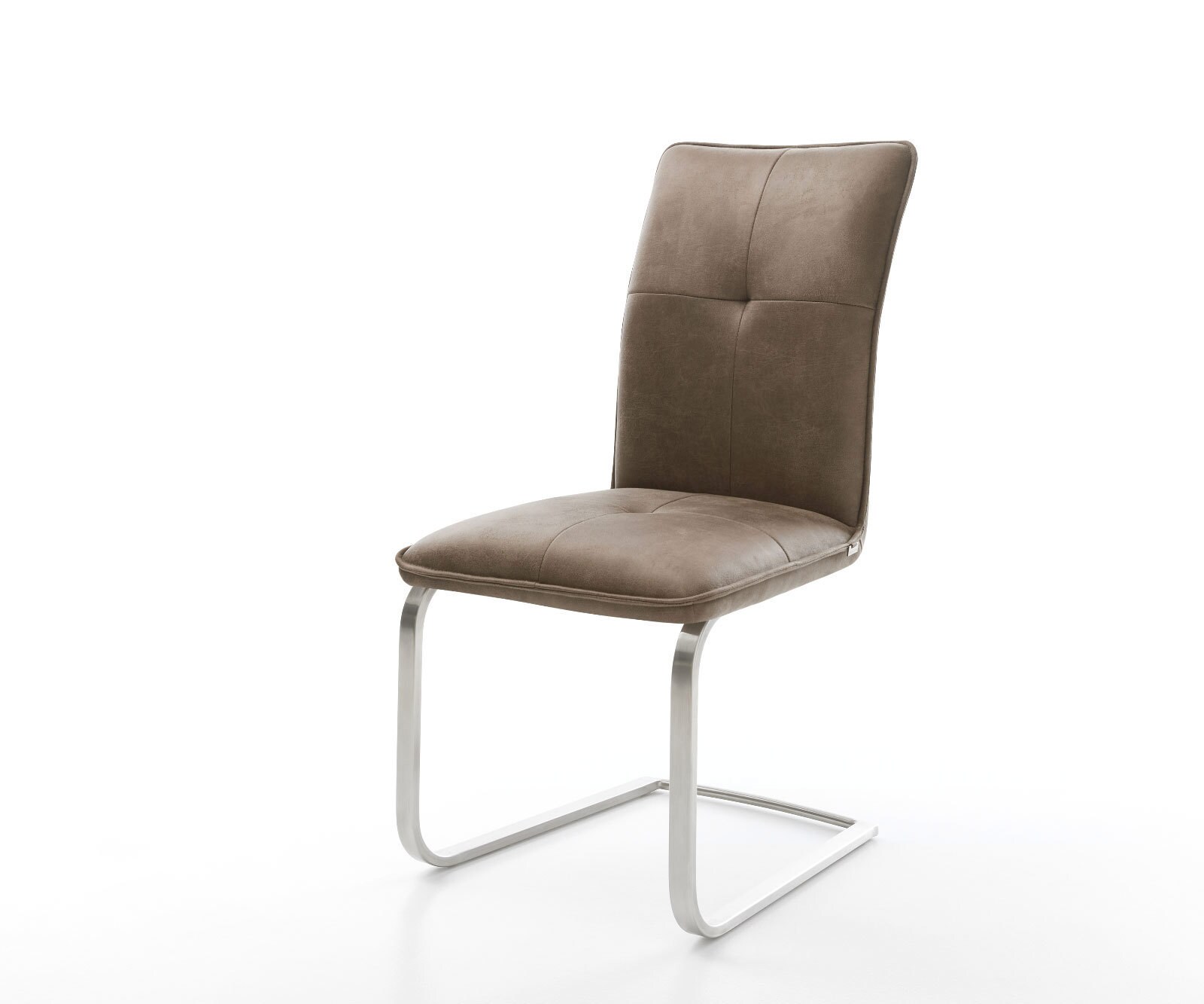 Freischwinger Maddy-Flex Mikrofaser Taupe Vintage Freischwinger flach Edelstahl 1