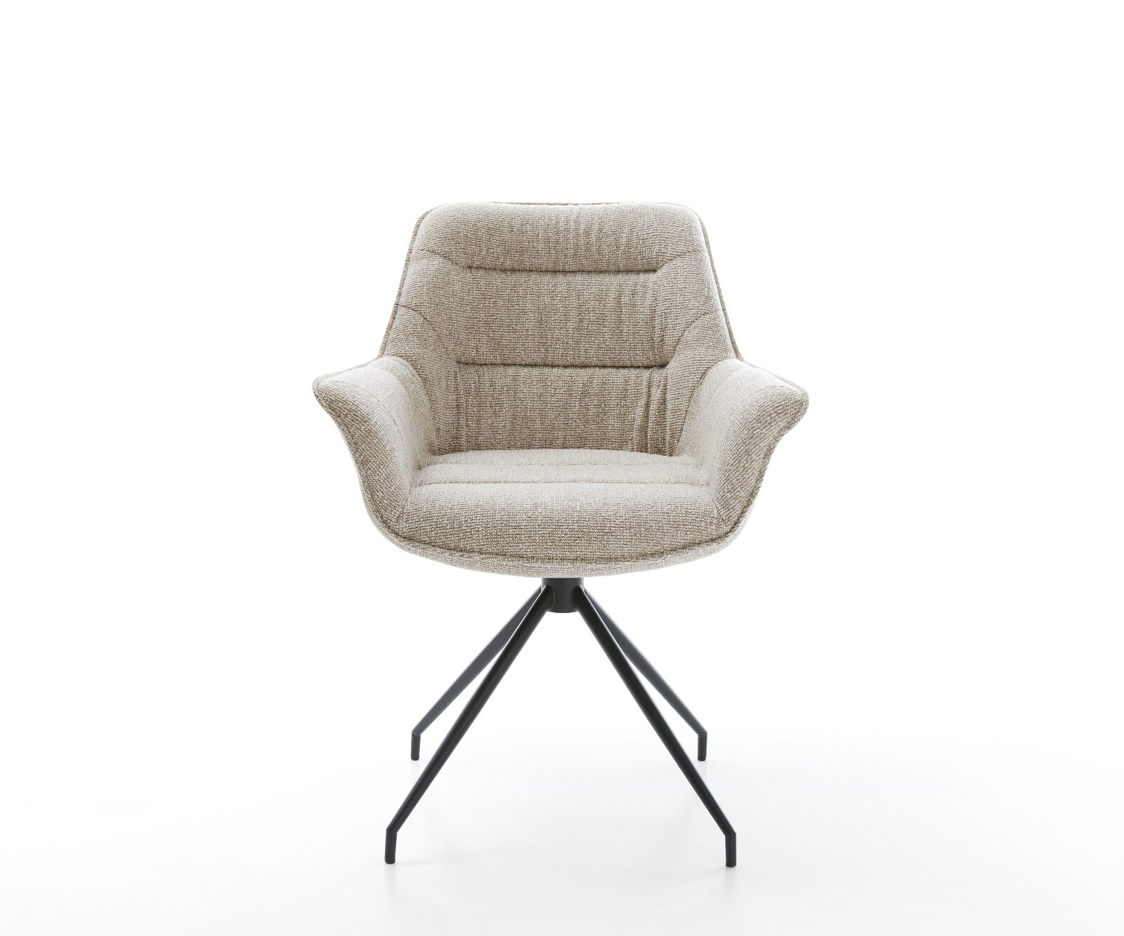 Esszimmerstuhl Kaira-Flex Webstoff Soft Beige Kreuzgestell konisch Schwarz 2