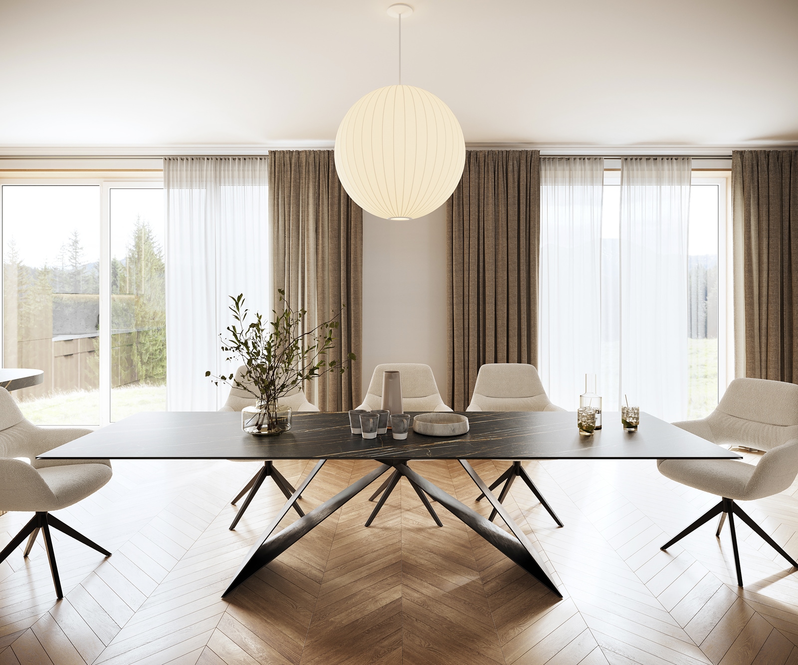 Esstisch Edge 300x100cm Keramik Laminam®Noir Desir Braun V-Mittelfuß Schwarz 4 Esstisch Edge 300x100cm Keramik Laminam®Noir Desir Braun V-Mittelfuß Schwarz 4