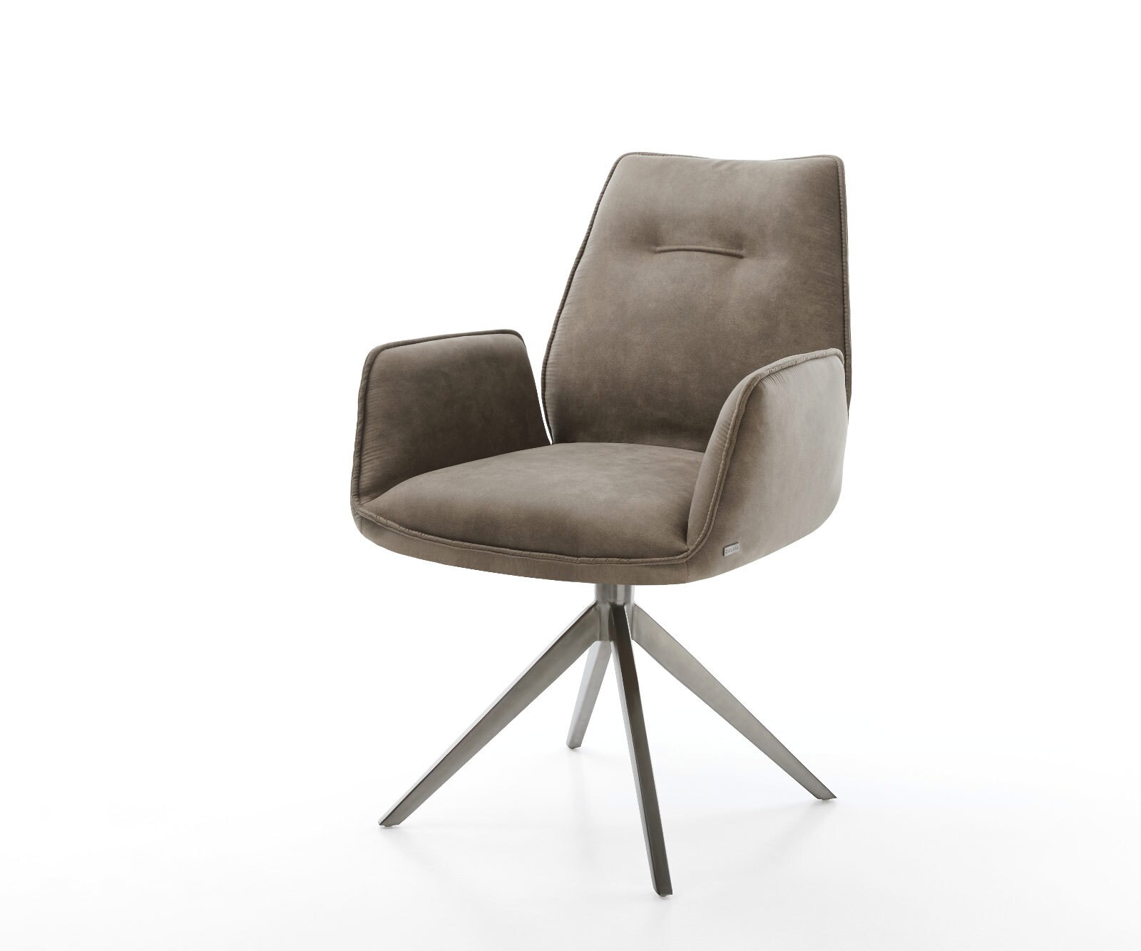 Drehstuhl Zoa-Flex Mikrofaser Taupe Vintage Kreuzgestell breit Graphit 360° drehbar Wippfunktion Taschenfederkern
