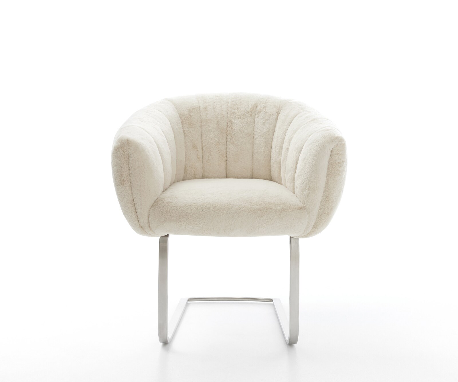 Freischwinger Jada-Flex Plüsch Creme-Weiß Freischwinger flach Edelstahl Taschenfederkern 1