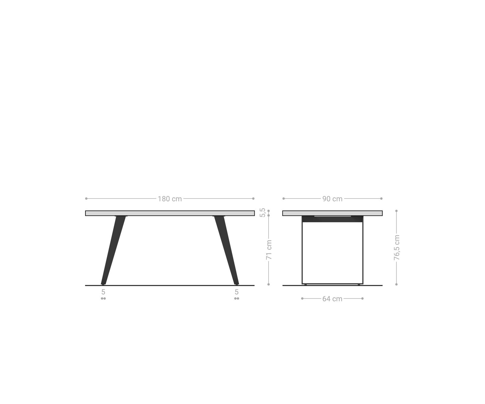 Esstisch Edge 180x90 XL Akazie Platin Metall Schräg Schwarz Live-Edge 8
