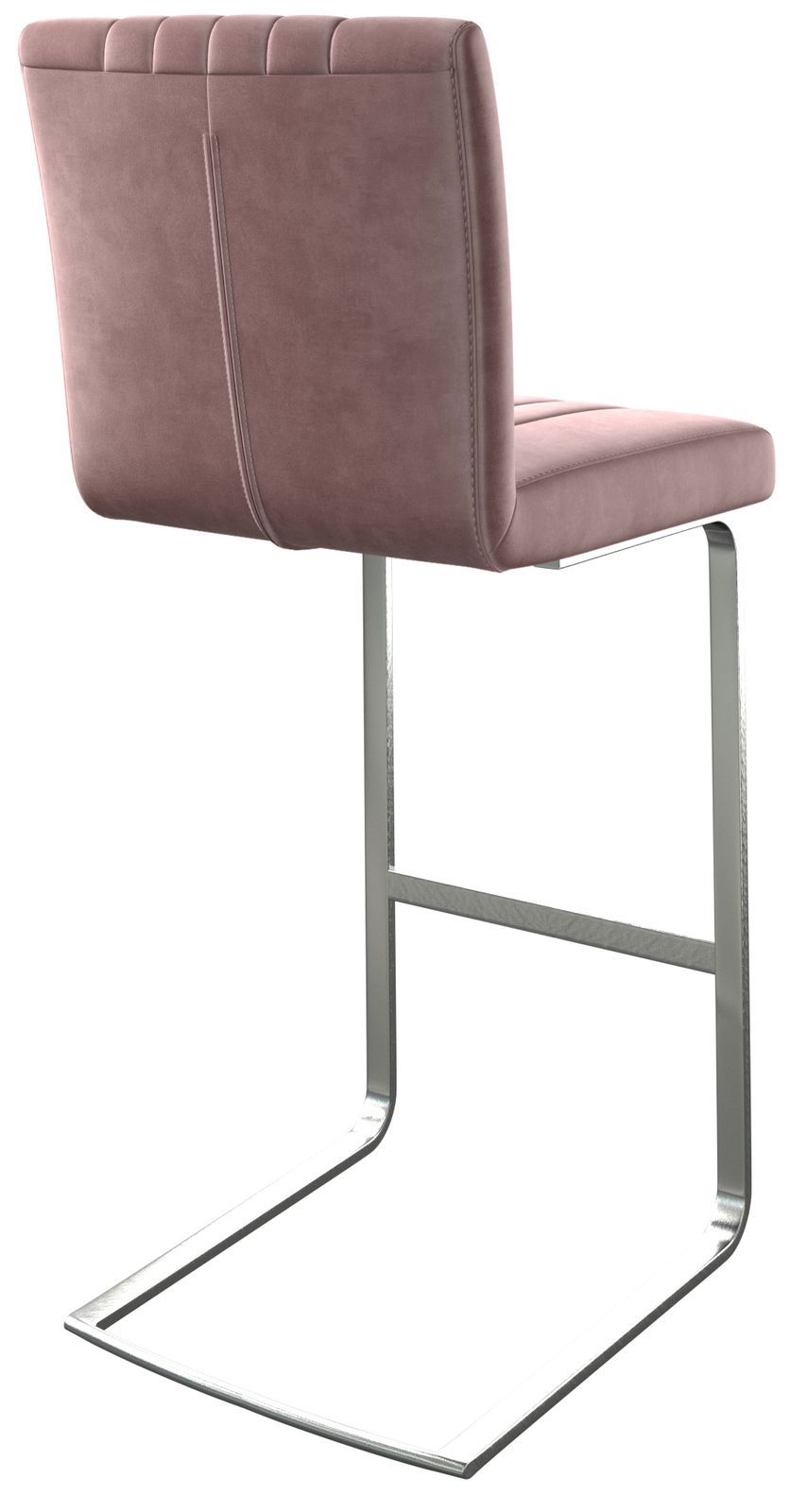 Barstuhl Luiga-Flex Samt Rosé Freischwinger flach Edelstahl 4