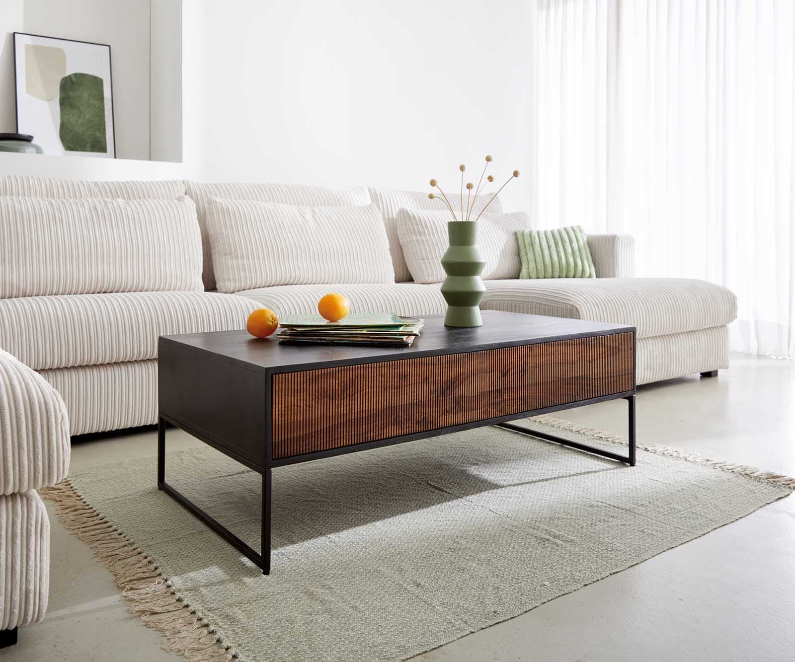 Couchtisch Vaag 120 cm Sheesham Natur Mango Schwarz 4 Schubladen Couchtisch Vaag 120 cm Sheesham Natur Mango Schwarz 4 Schubladen