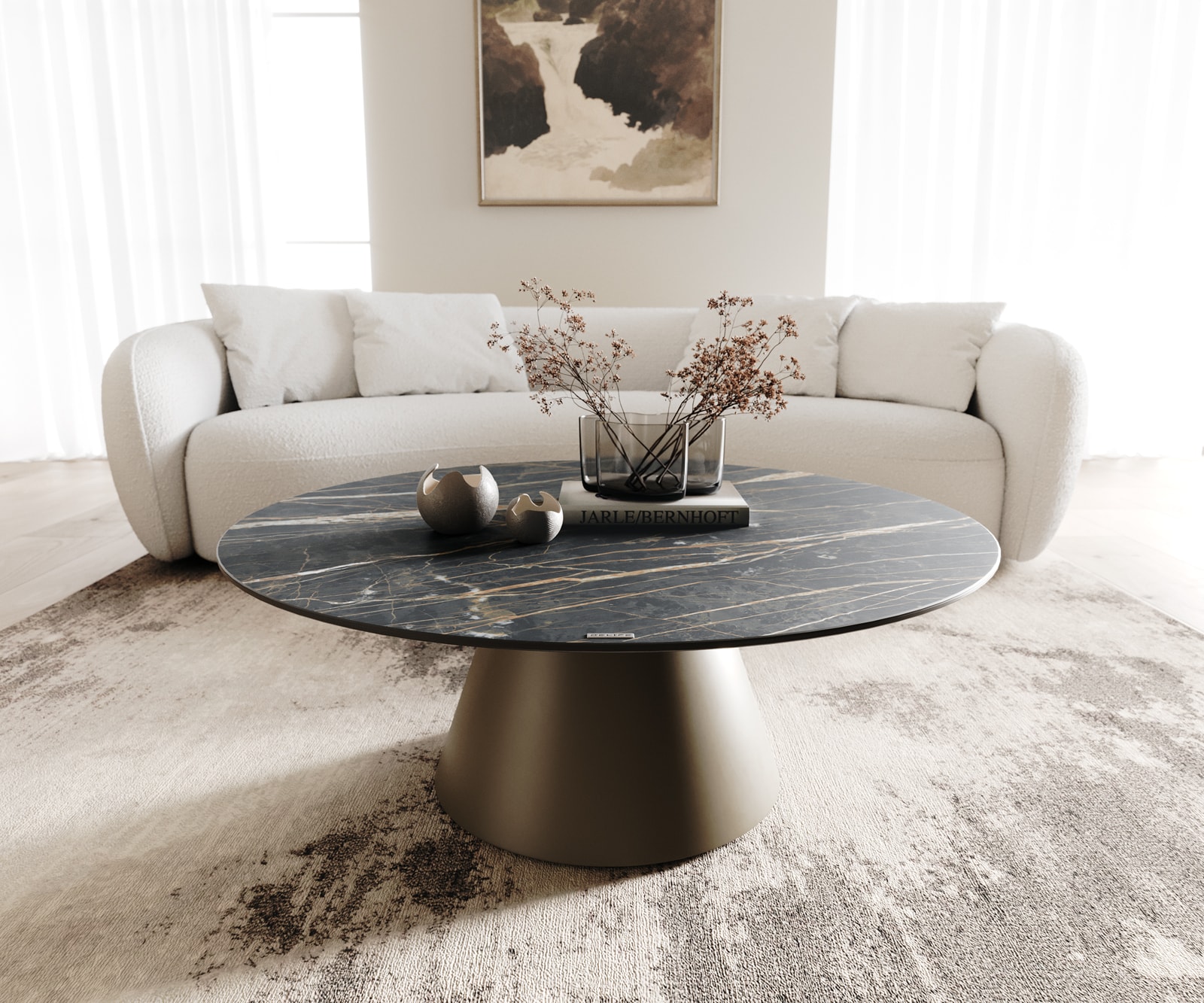 Couchtisch Borna 100x100 cm Keramik Laminam®Noir Desir Braun Gestell Konisch Effektfinish Titan 1 Couchtisch Borna 100x100 cm Keramik Laminam®Noir Desir Braun Gestell Konisch Effektfinish Titan 1