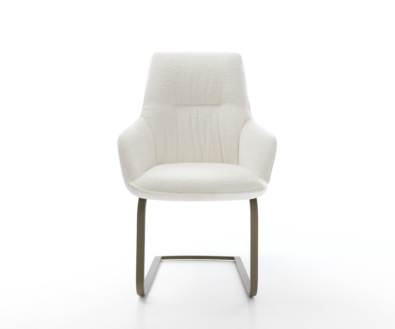 Freischwinger Zelia-Flex mit Armlehnen Bouclé Soft Beige Freischwinger flach Effektfinish Titan Taschenfederkern 2