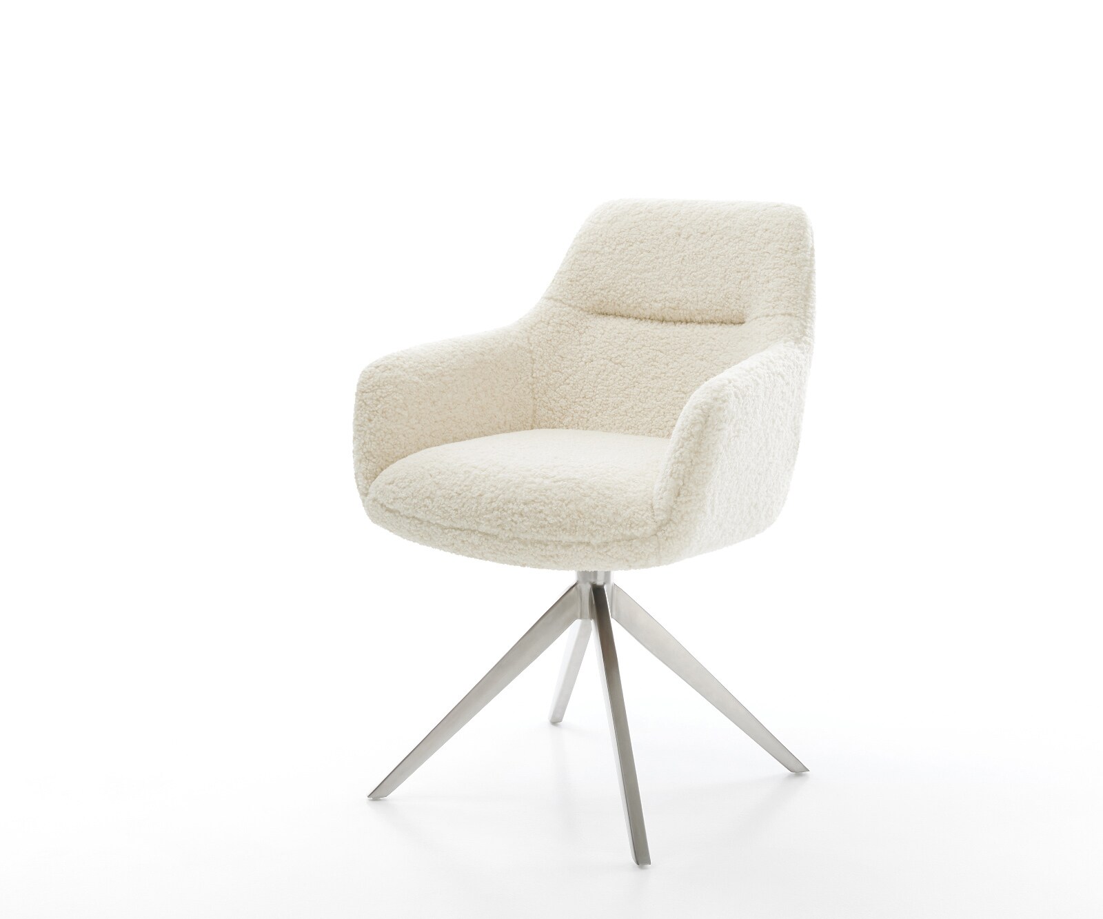 Drehstuhl Pejo-Flex Teddystoff Beige Kreuzgestell breit Edelstahl 360° dreh günstig online kaufen