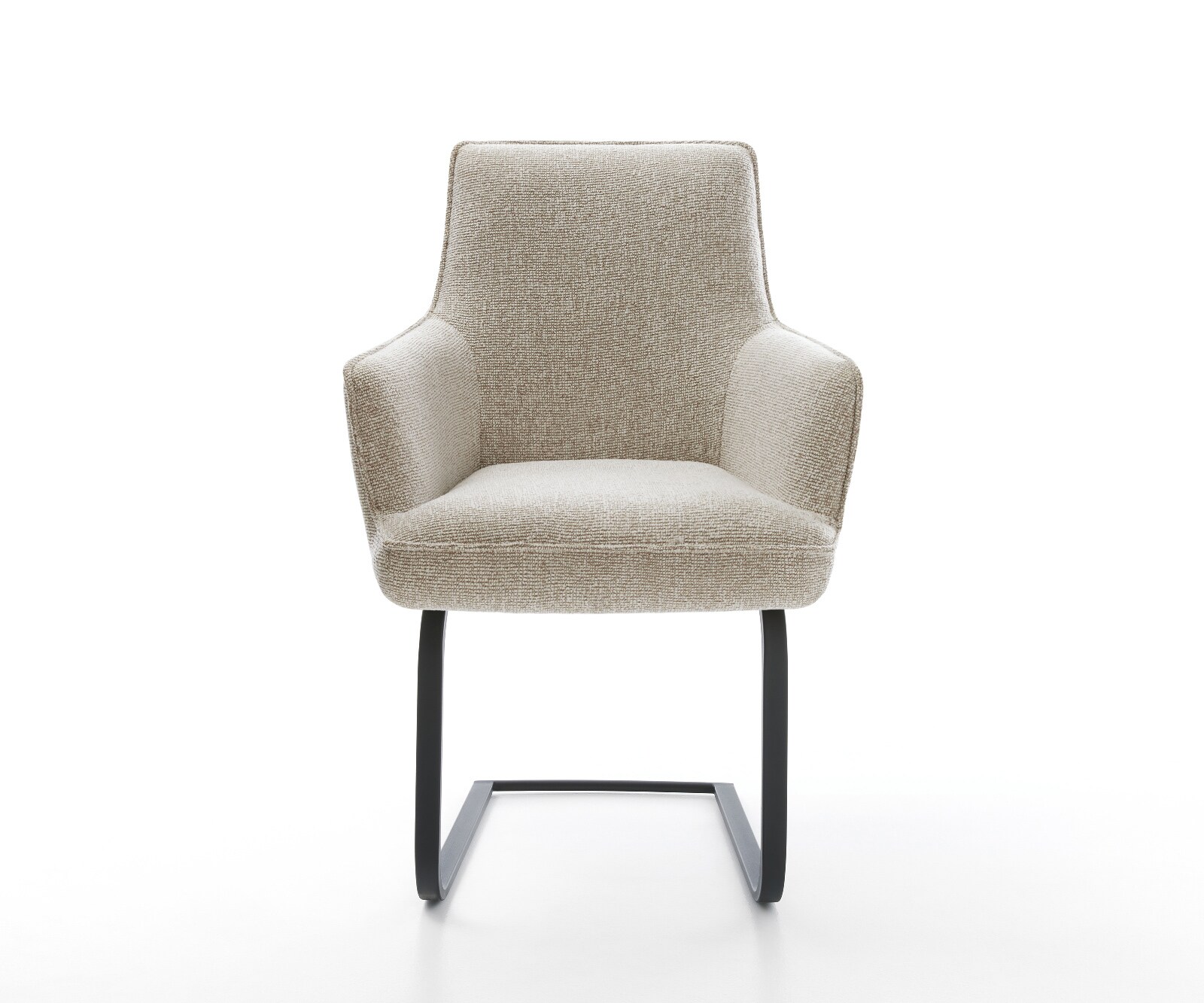 Freischwinger Heira-Flex mit Armlehnen Webstoff Soft Beige Freischwinger flach Schwarz Taschenfederkern 2