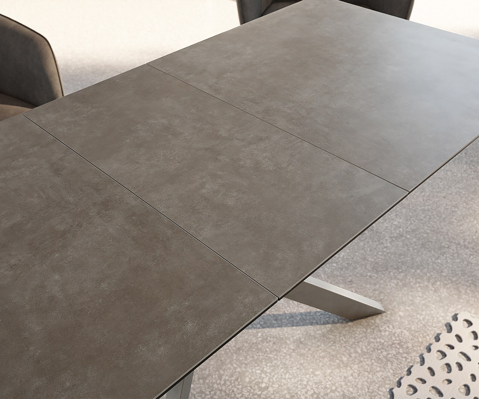 Esstisch Daven 160/200x90 cm Keramik Braun Edelstahl ausziehbar 4