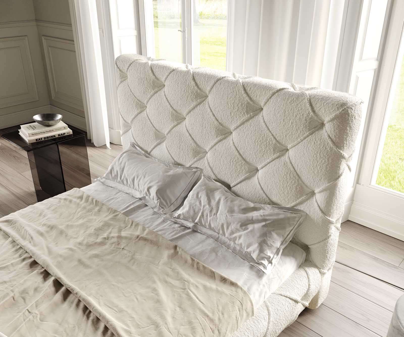 Polsterbettgestell Nayara 140x200 cm Bouclé Creme-Weiß 4