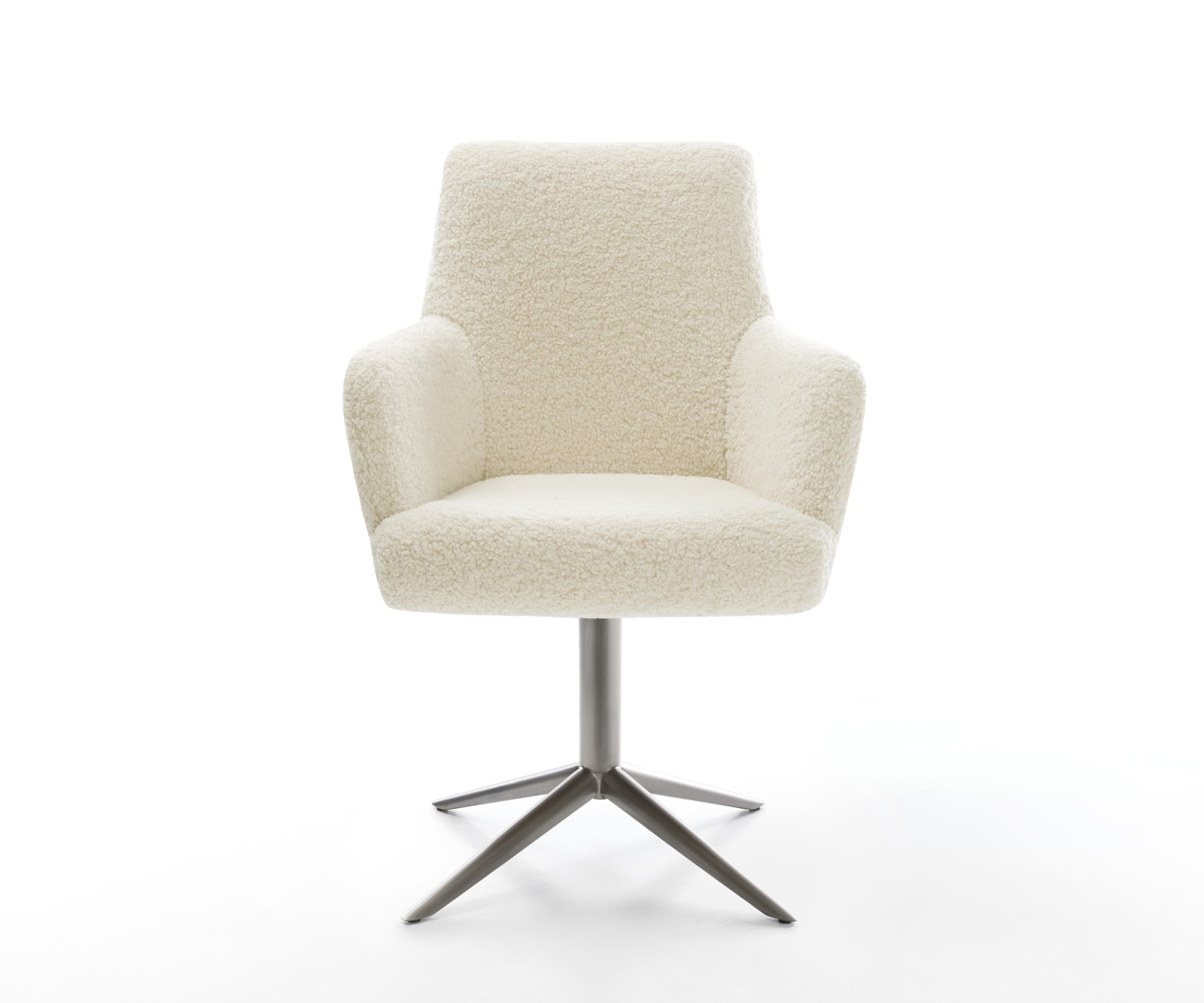 Drehstuhl Heira-Flex mit Armlehnen Teddystoff Beige Fußkreuz Graphit 360° drehbar Wippfunktion Taschenfederkern 1