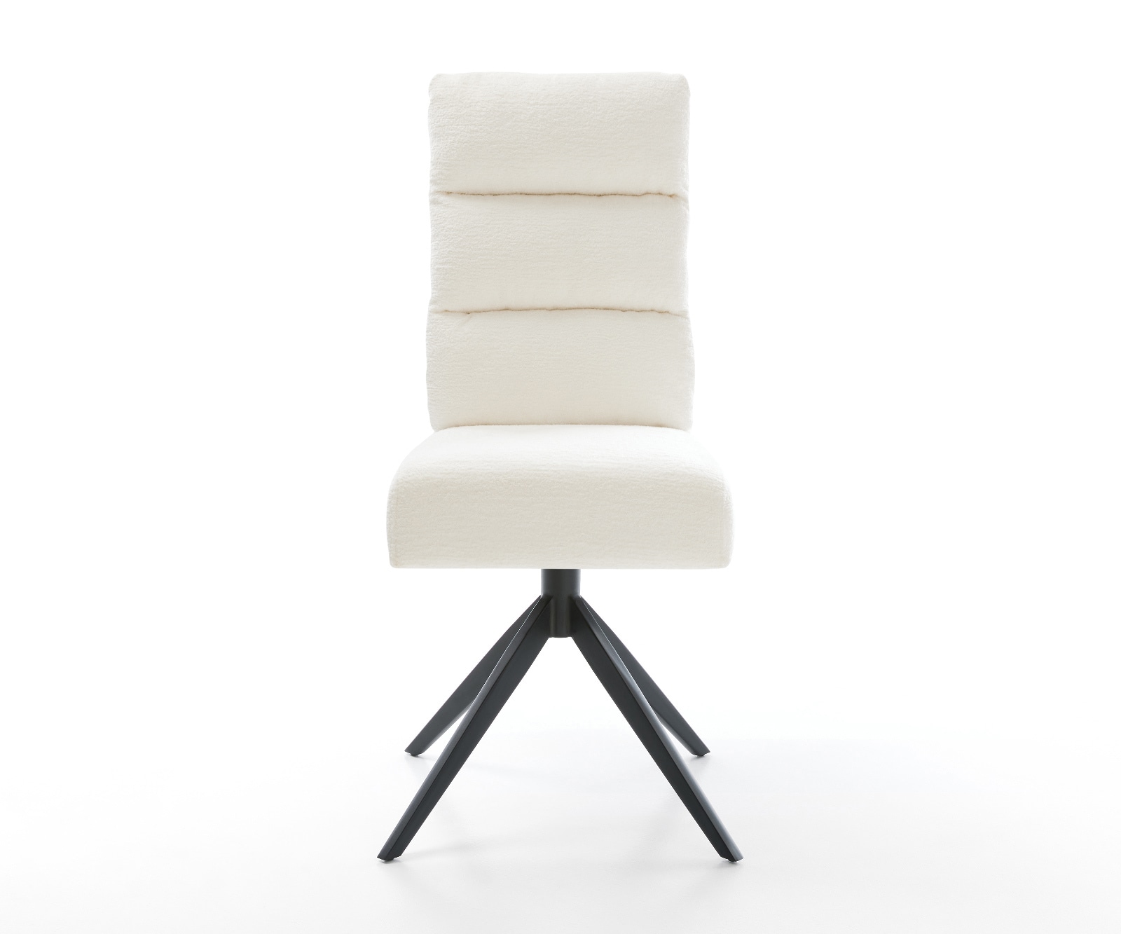Drehstuhl Pela-Flex Bouclé Soft Beige Kreuzgestell breit Schwarz 360° drehbar Wippfunktion Taschenfederkern 1