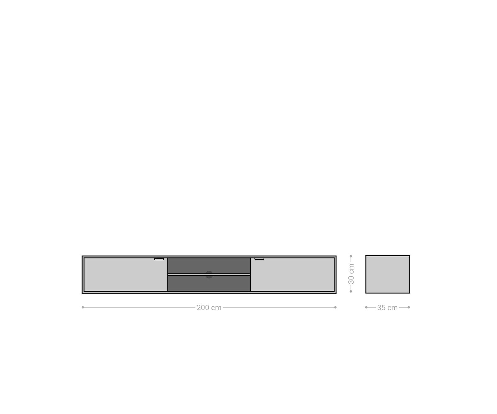 Lowboard Teele 200 cm Akazie Natur Schiefer 2 Türen schwebend 6
